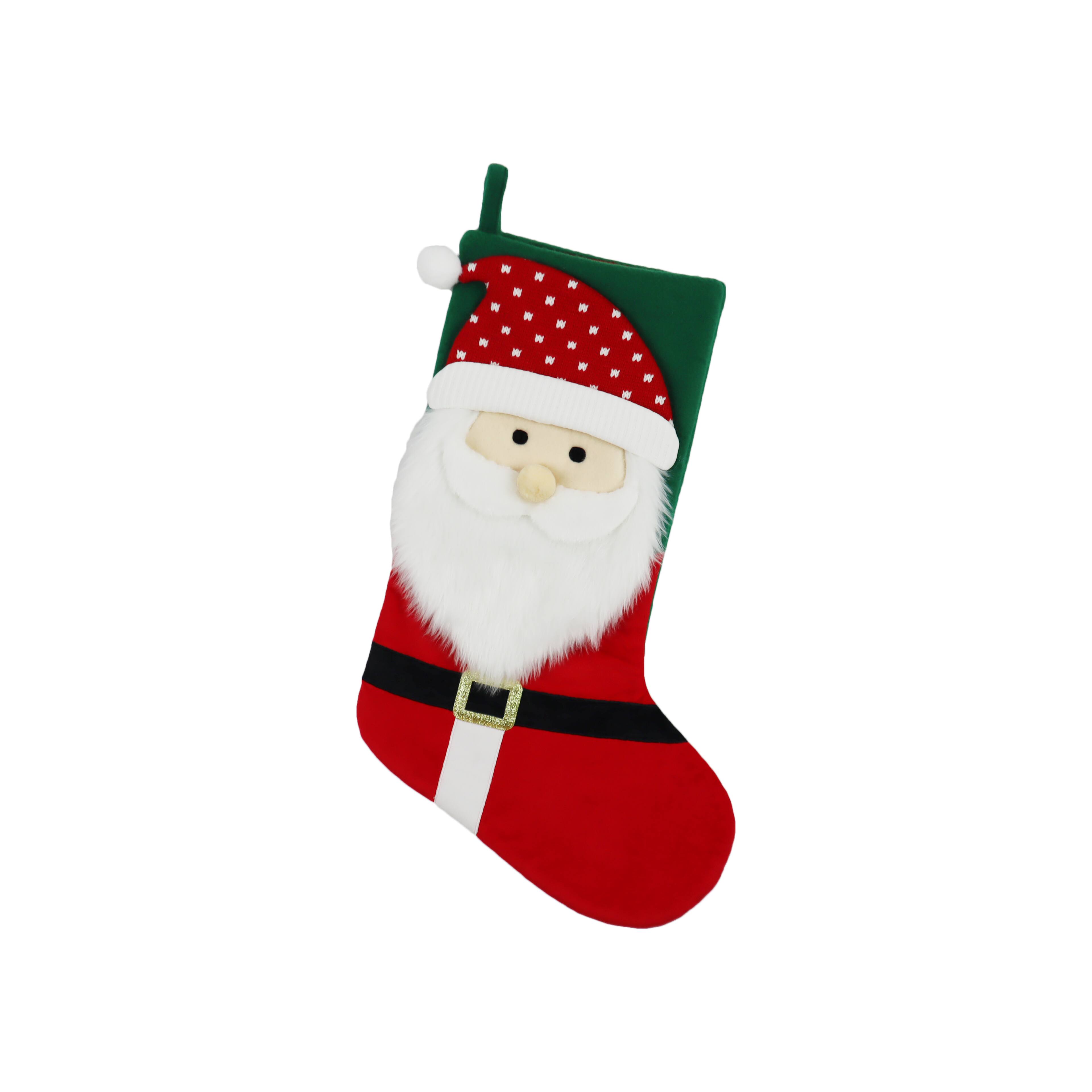 Bas de No&#xEB;l de 45,7 cm &#xE0; motif de p&#xE8;re No&#xEB;l orn&#xE9; d&#x2019;une barbe en similifourrure d&#x27;Ashland