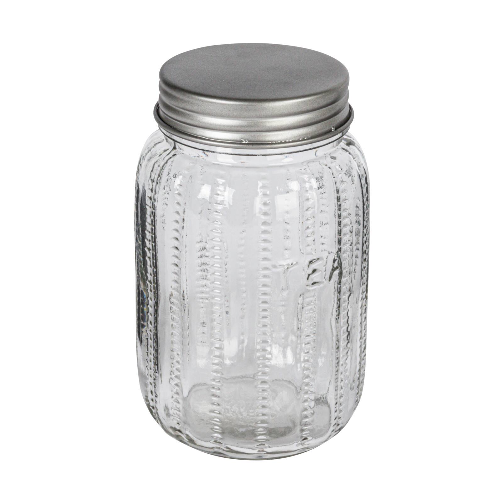 Hello Honey Tea Embossed Glass Jar with Metal Lid