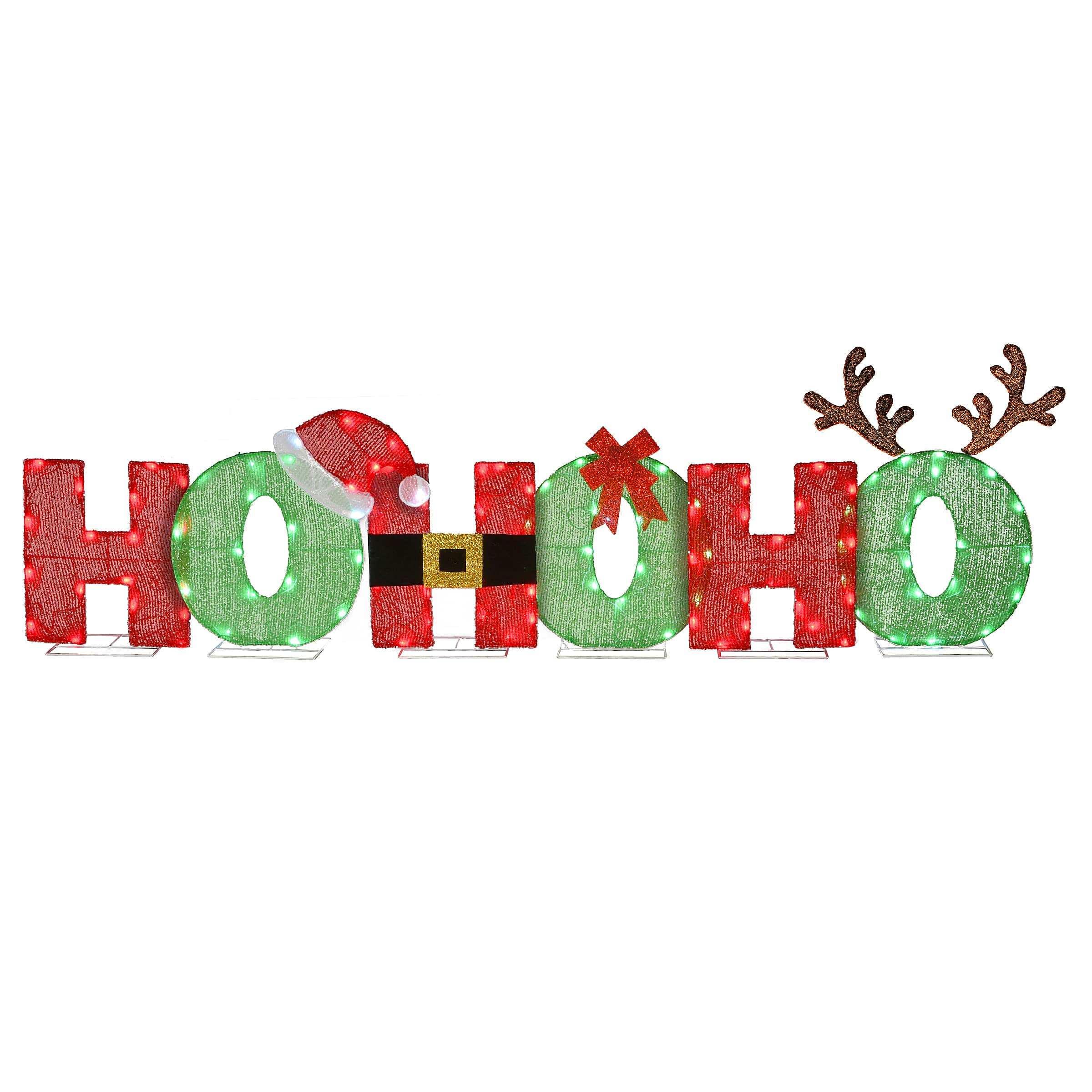 red ho ho ho light up letters