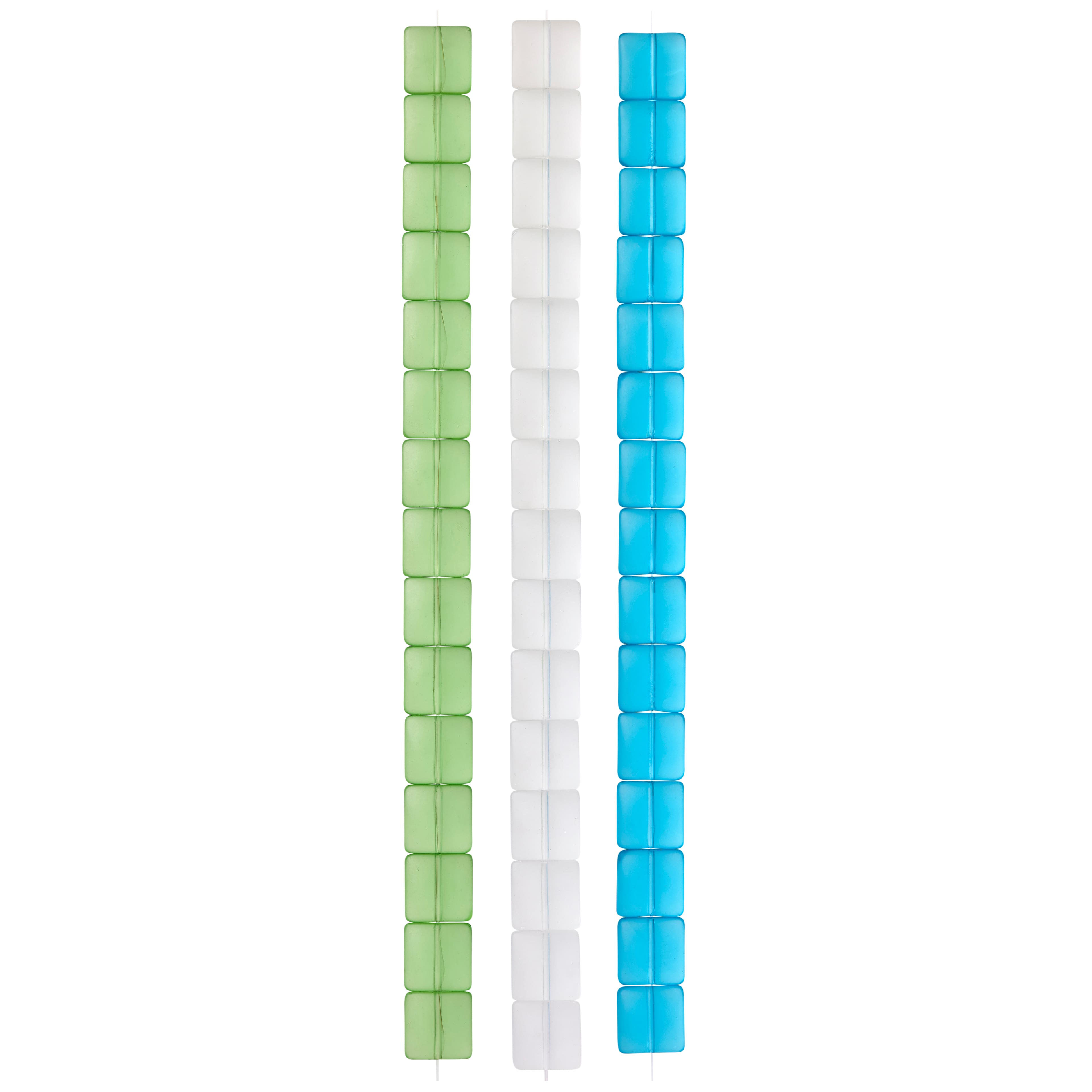 12 Pack: Matte Multicolored Glass Square Beads, 11mm by Bead Landing™