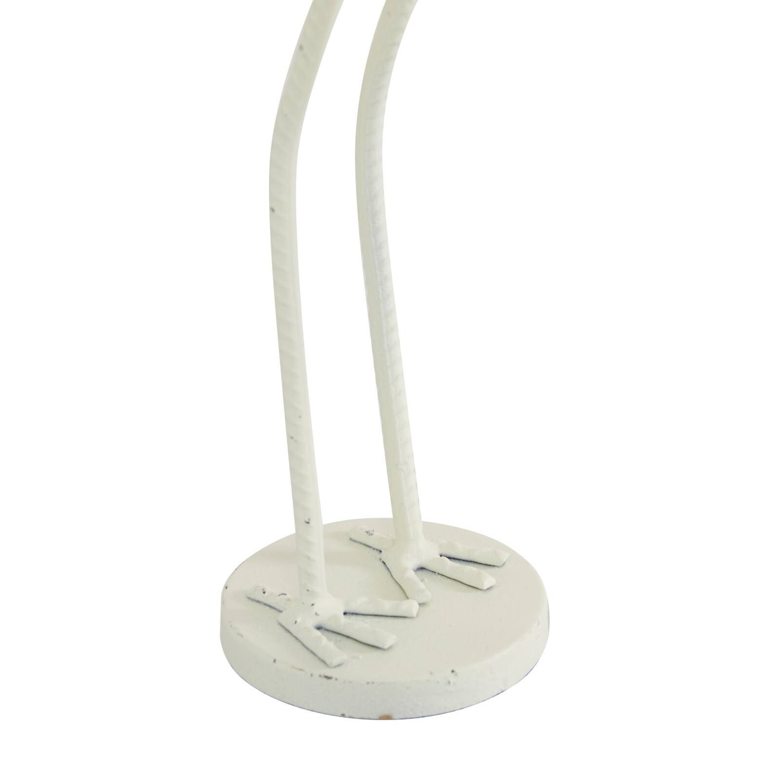 Set of 2 White Metal Coastal Bird Sculpture, 10", 12"