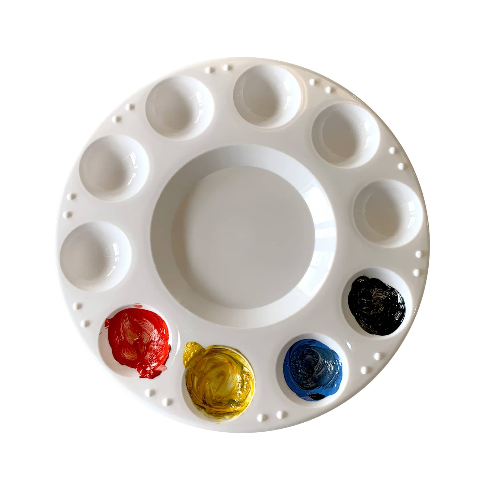 BAZIC Paint Palette 10 Mixing Round Tray, Plastic Paint Pallets, 24-Pack 