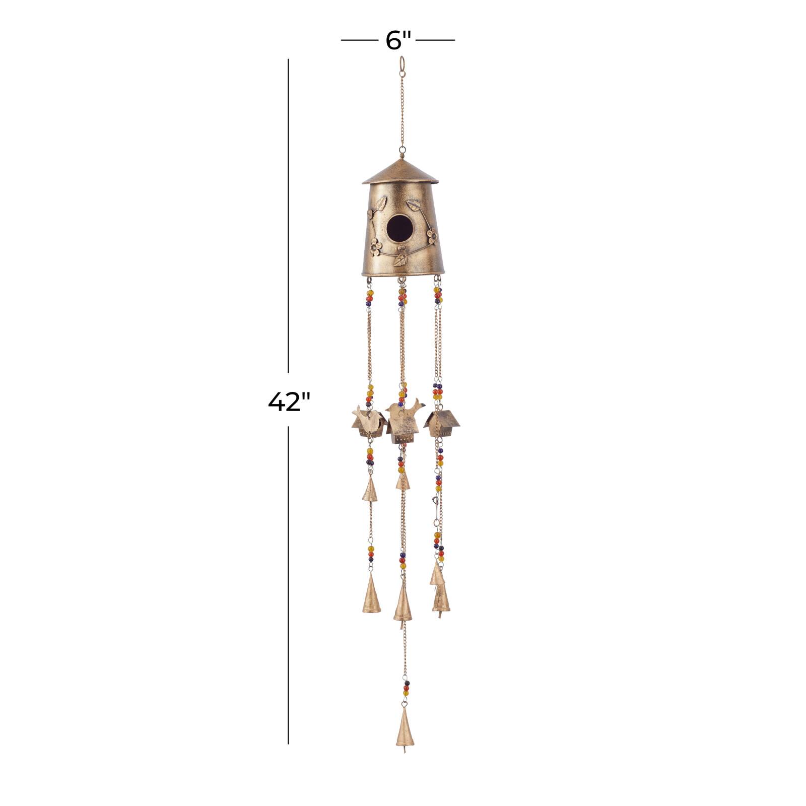 42" Bronze Colored Metal Rustic Birdhouse Windchime