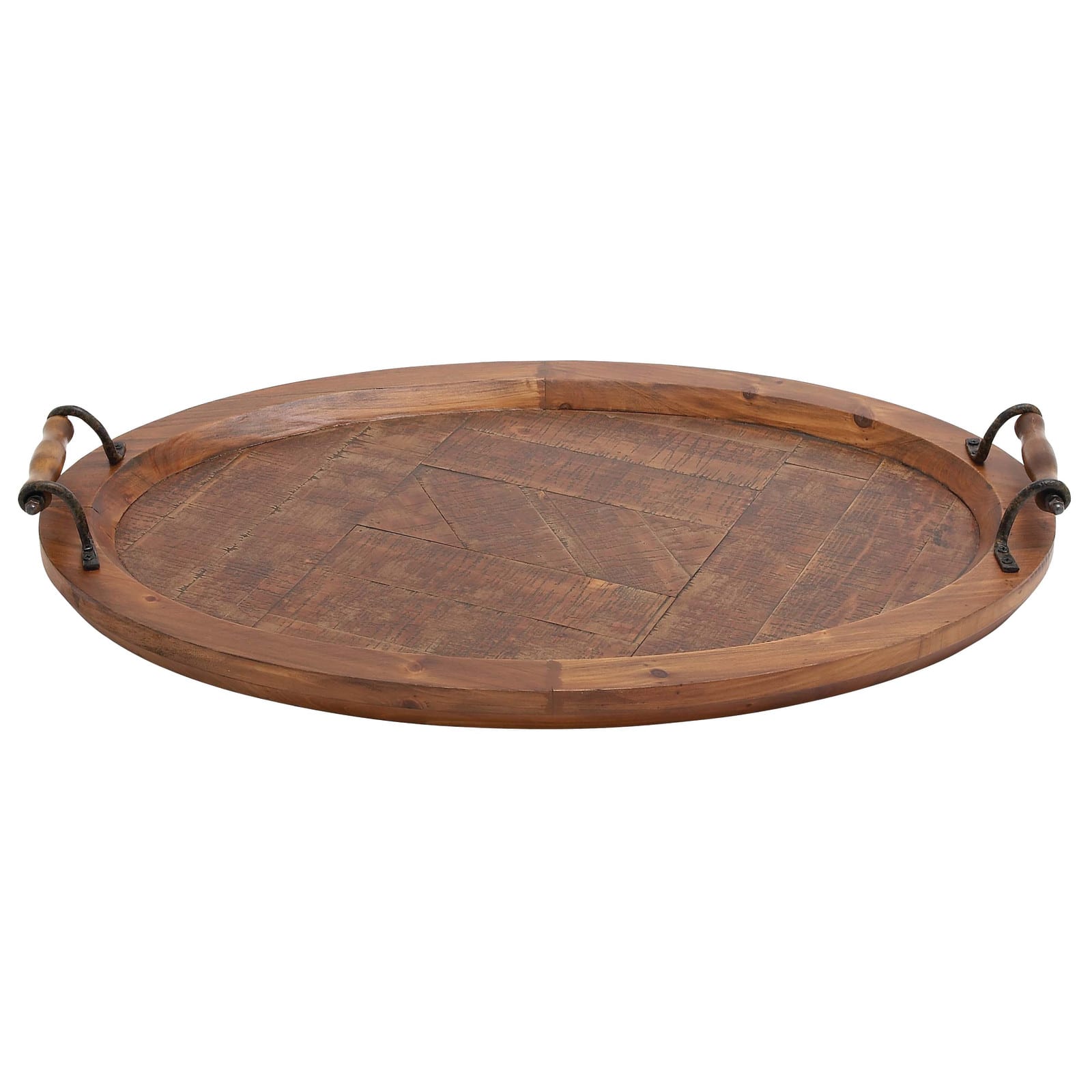 29&#x22; Natural Brown Wood Rustic Tray