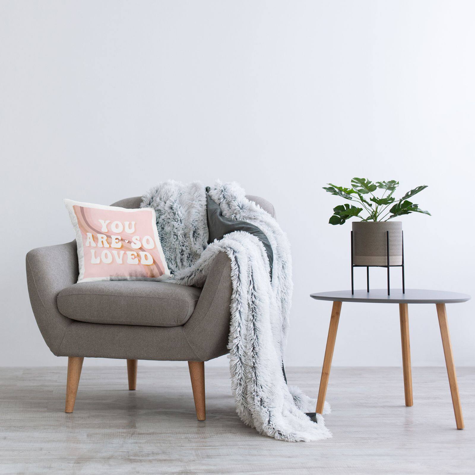 Stupell Industries You Are Loved Retro Pink Rainbow Stripes Throw Pillow, 18" x 18"