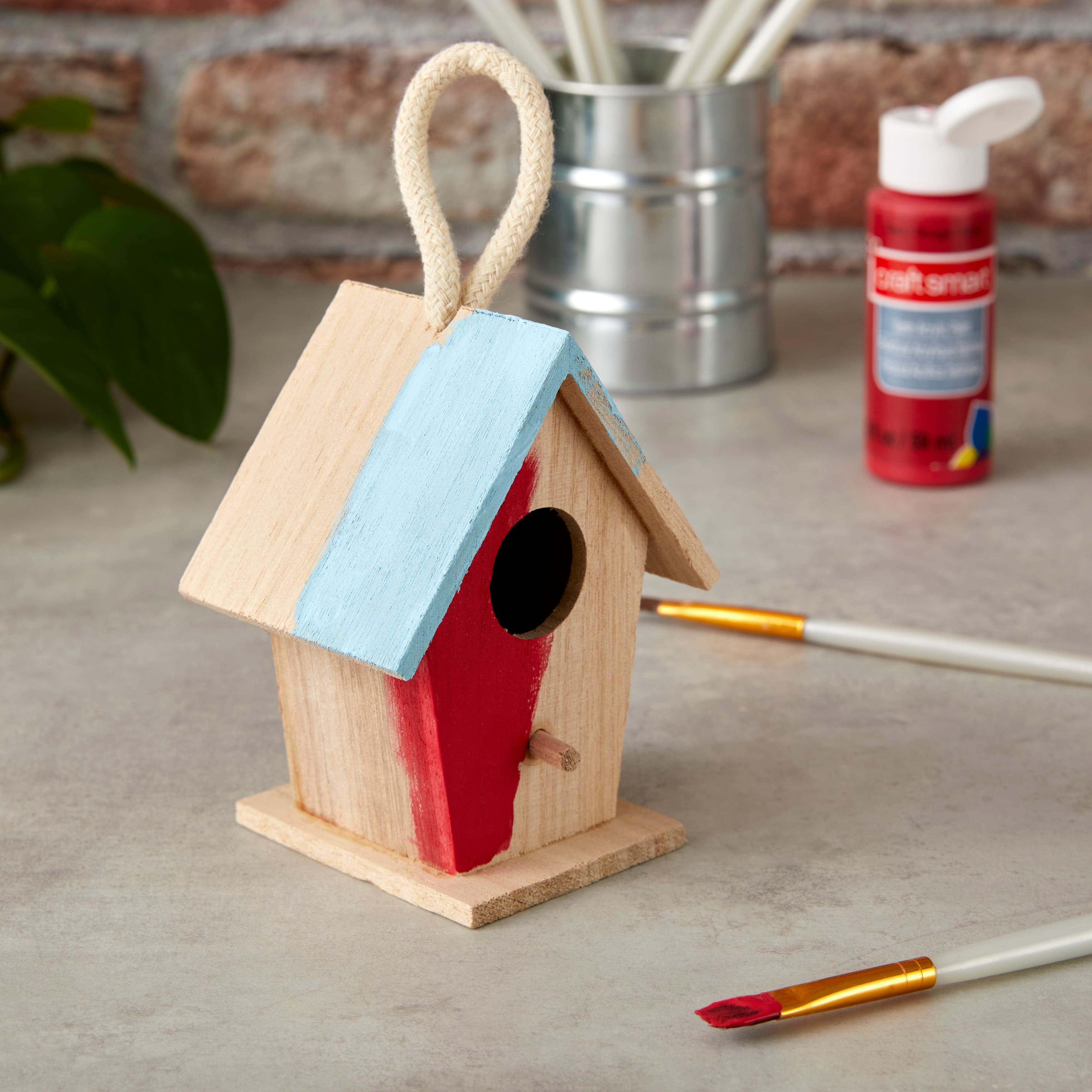 Stain or Paint to Suit Your Need Unfinished Miniature Wood Barn Style Birdhouse 