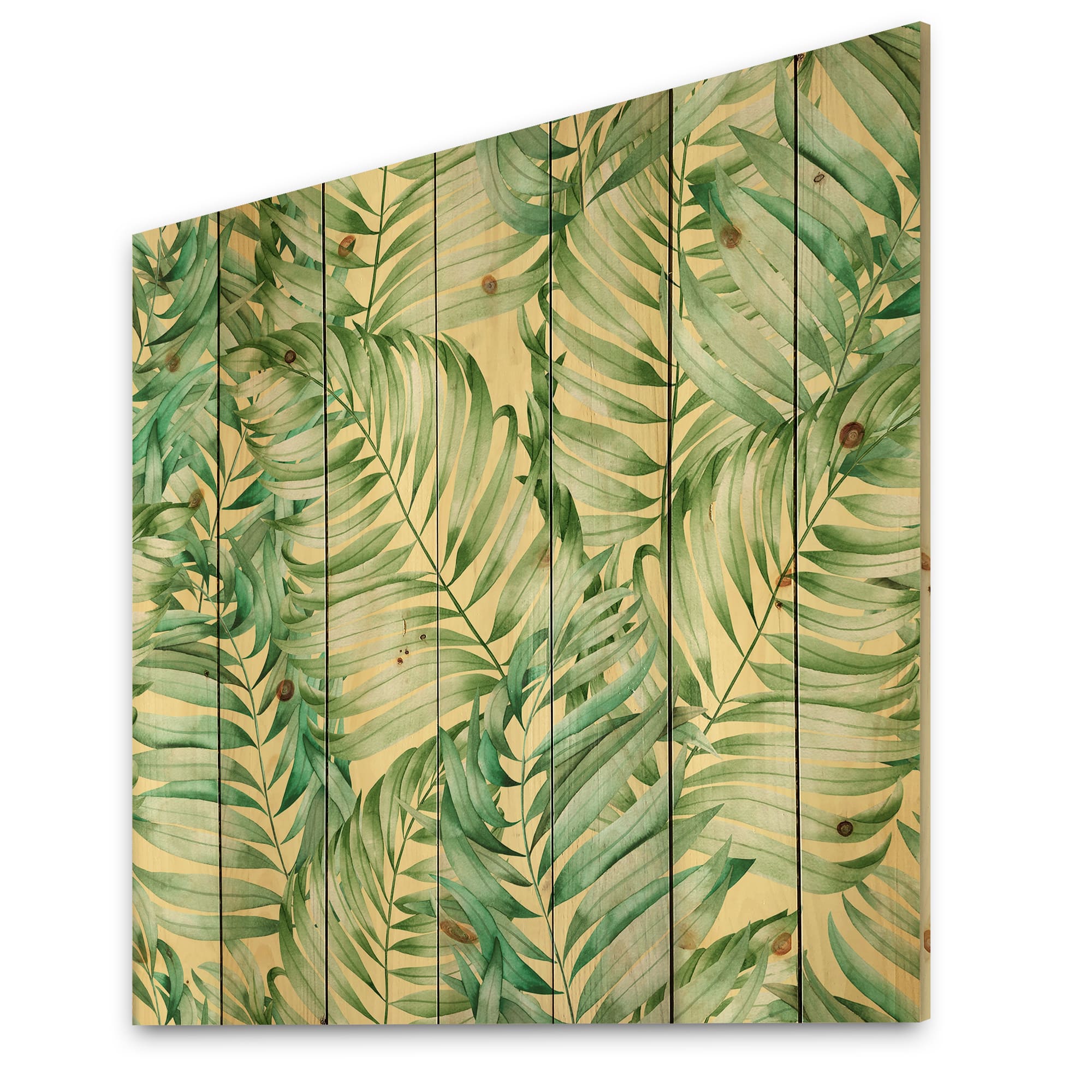 Designart - Tropical Leaves of Monstera - Tropical Print on Natural Pine Wood
