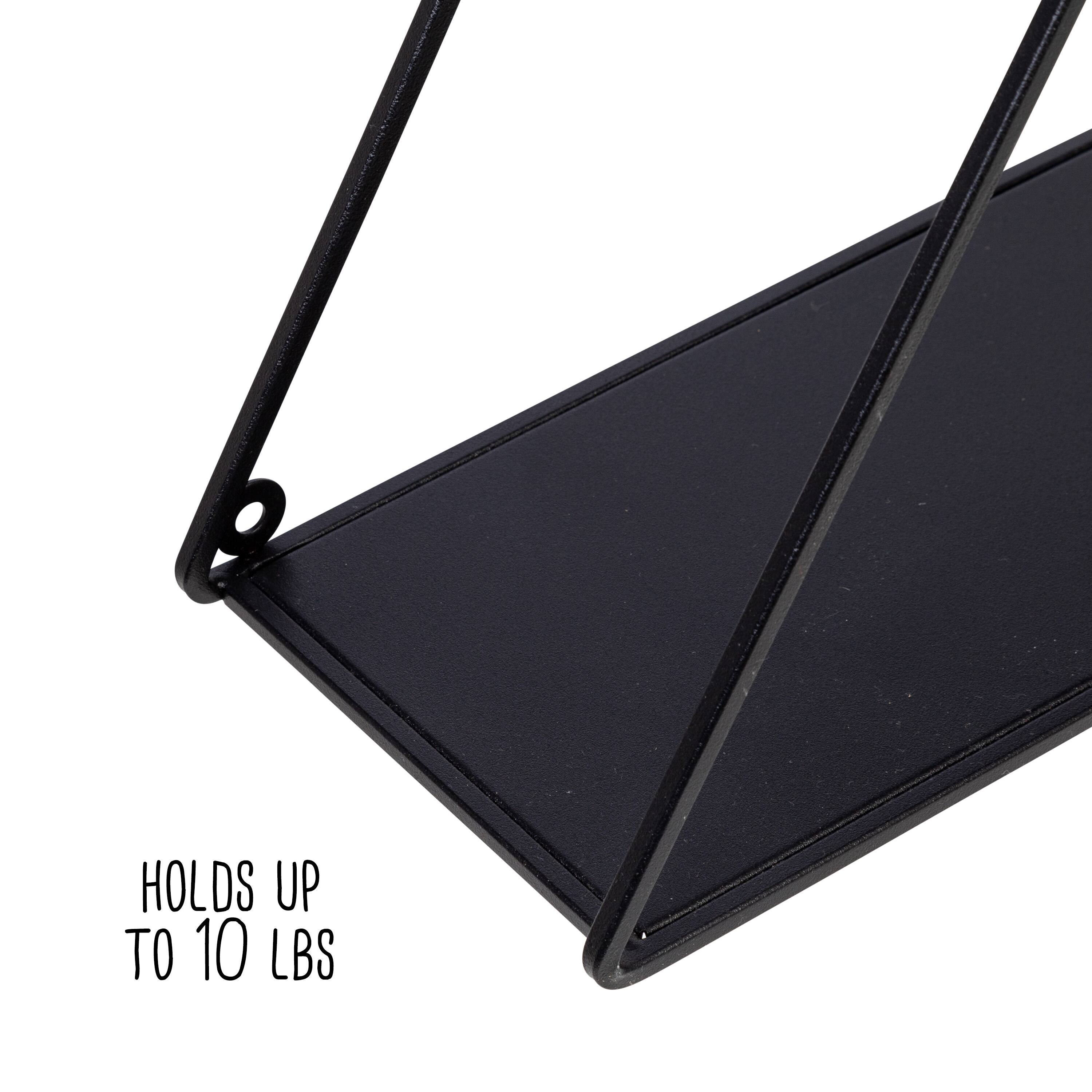 Honey Can Do 28" Black Three-Tier Triangle Decorative Metal Wall Shelf