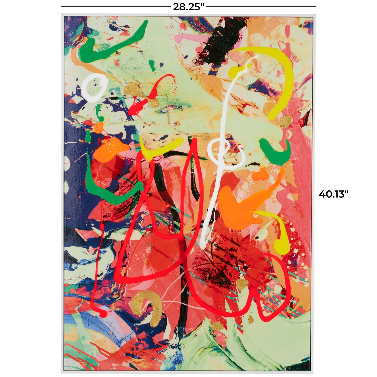 Multicolor Abstract Paint Splatter Framed Canvas Wall Art