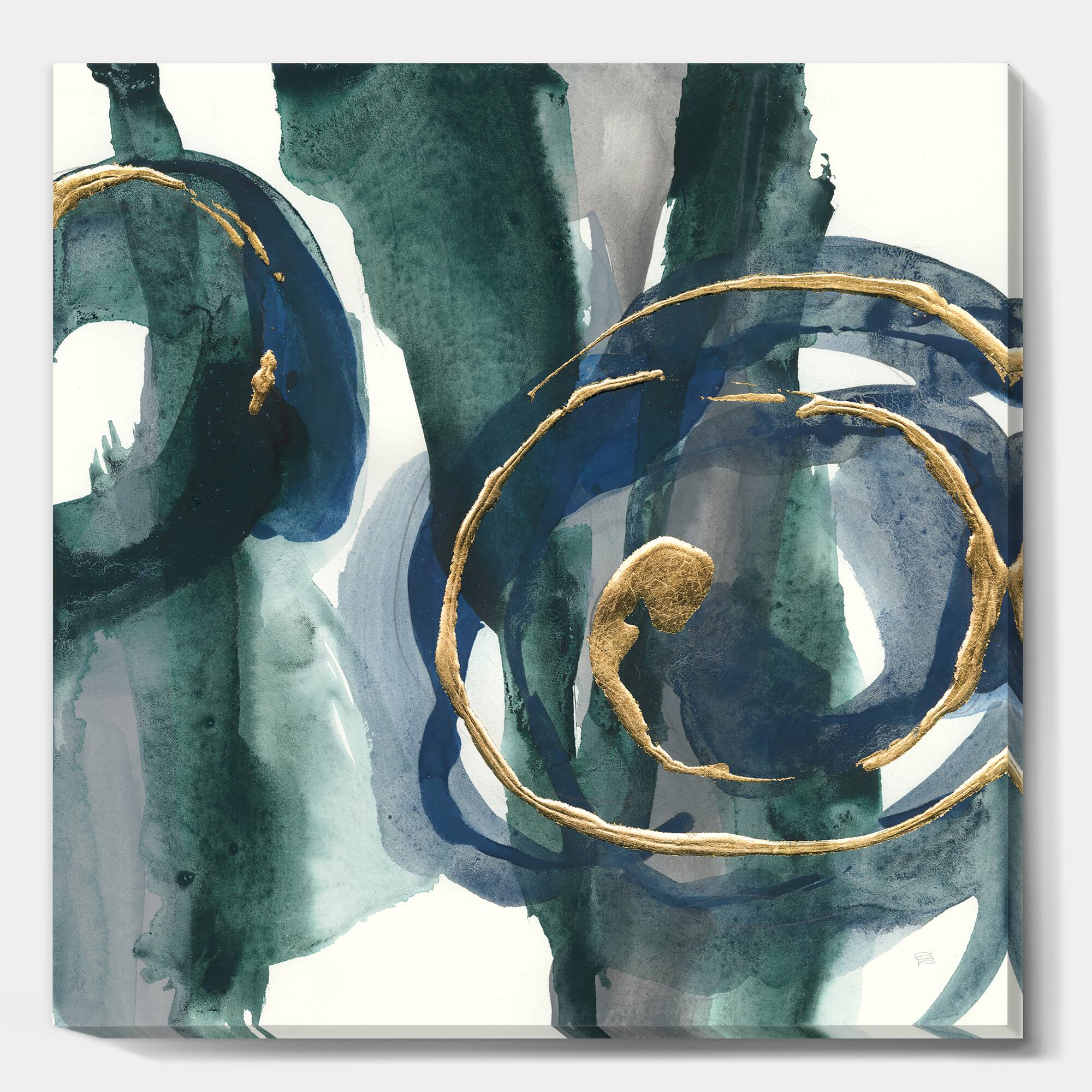 Designart - Mettalic Indigo and Gold III - Posh & Luxe Canvas Artwork