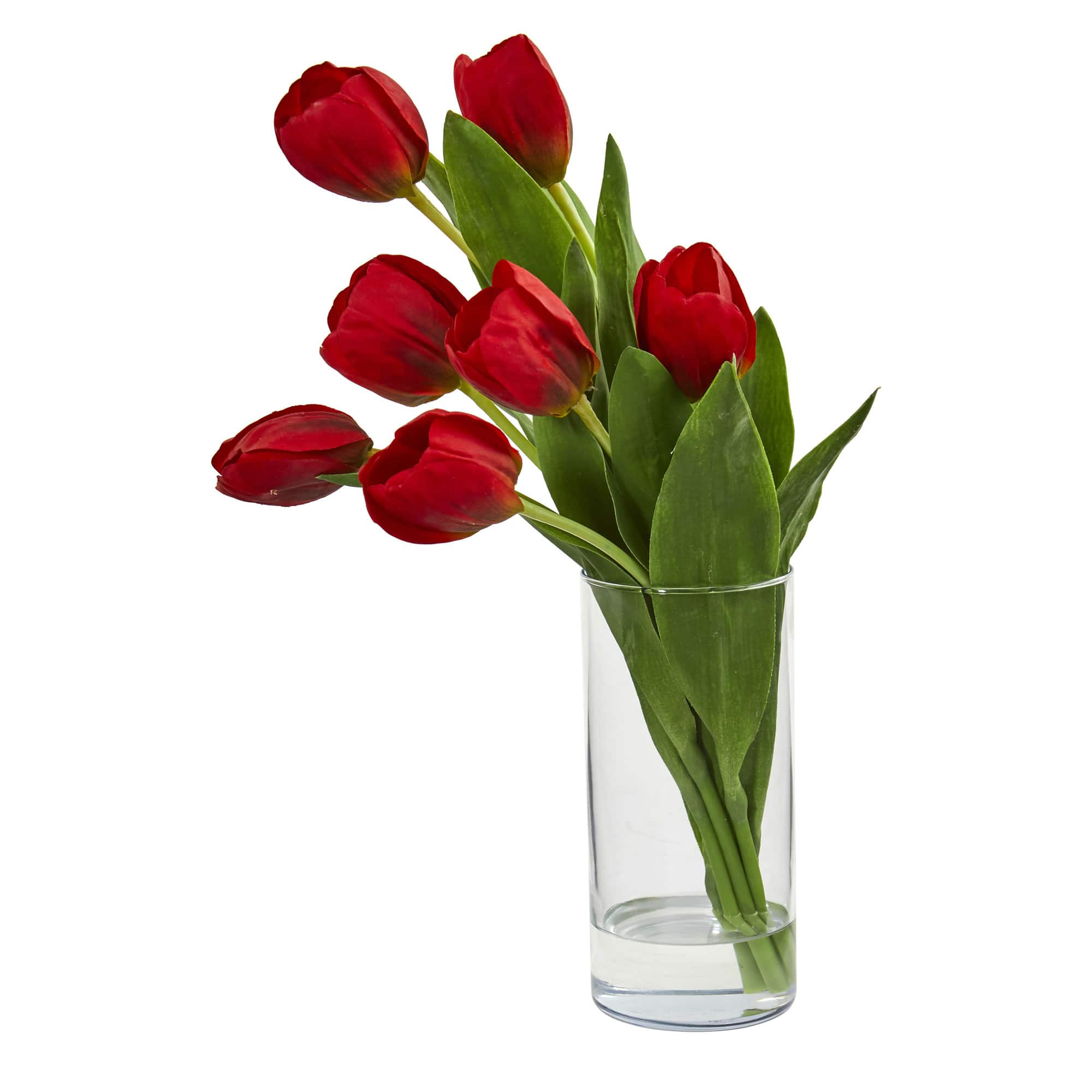 16&#x27;&#x27; Red Tulip Arrangement in Cylinder Vase