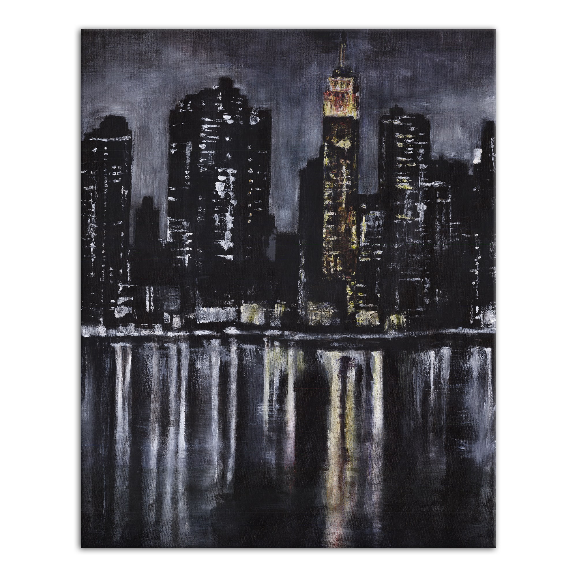 Skyline River At Night 16" x 20" Canvas Wall Art