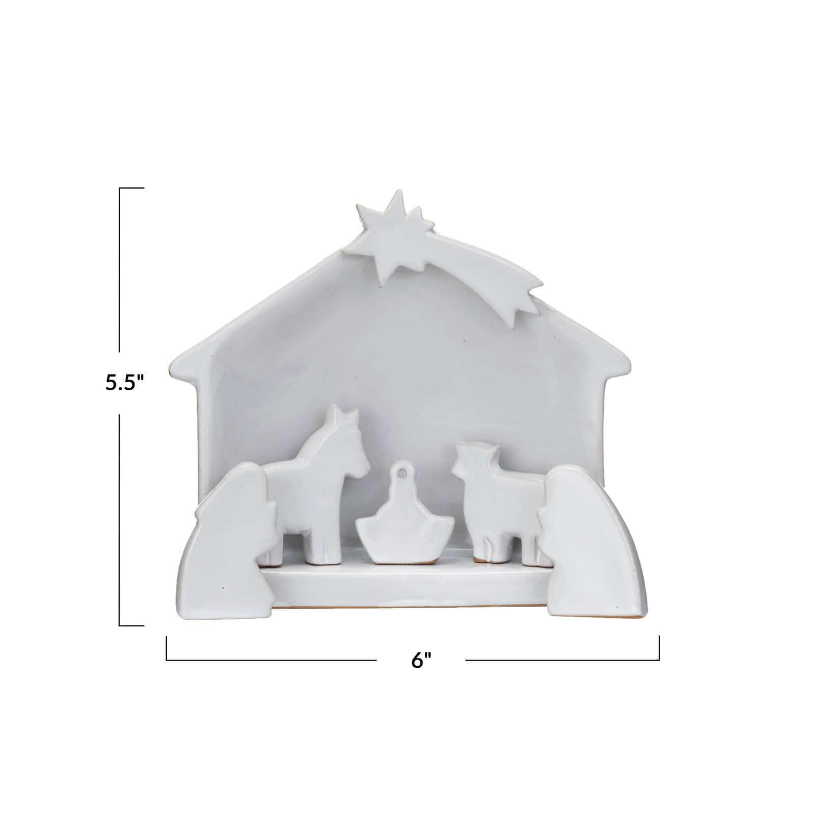 Hello Honey&#xAE; 5.5&#x22; White Stoneware Nativity Set in Reactive Glaze