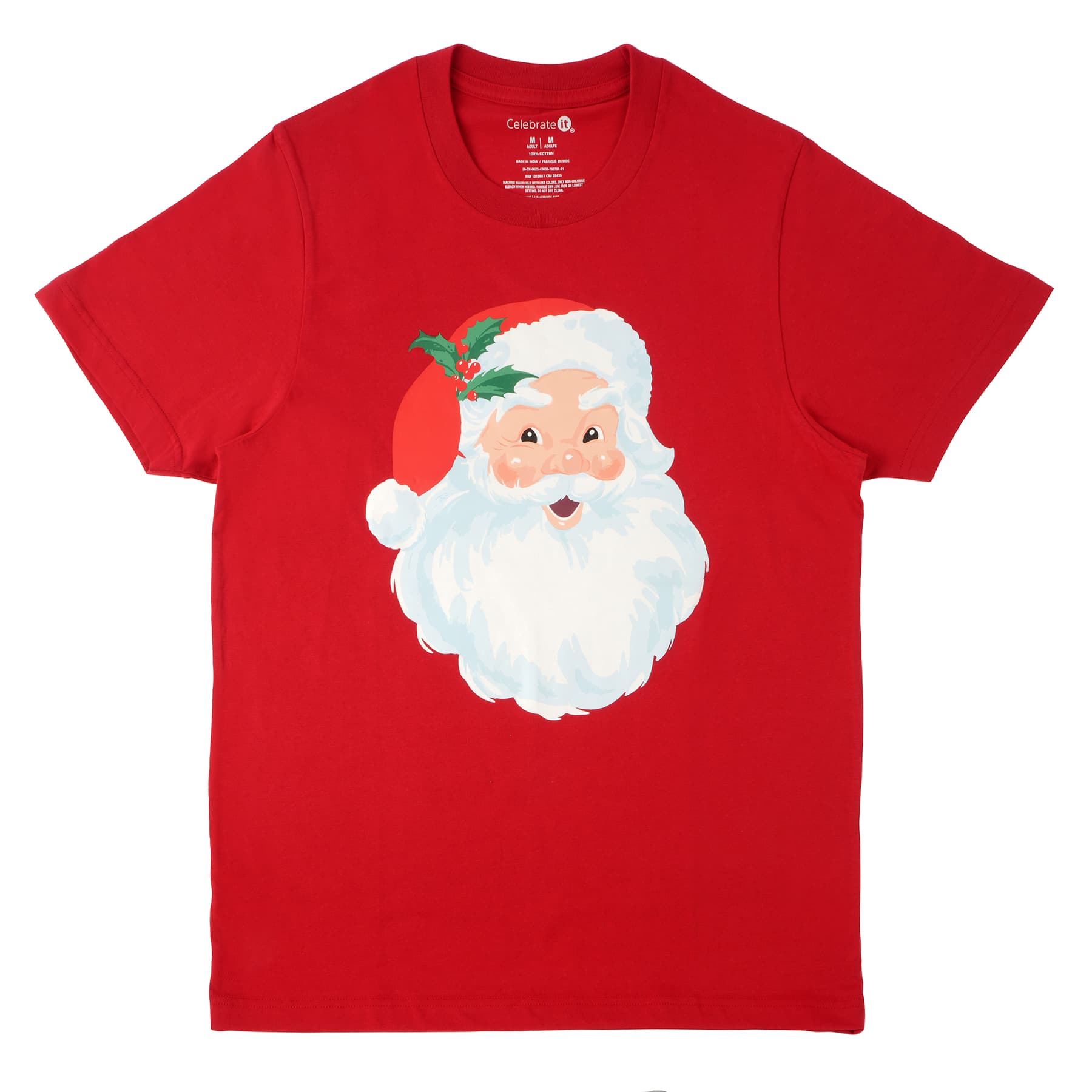 Red Vintage Santa Adult Crew Neck T-Shirt by Celebrate It&#x2122;