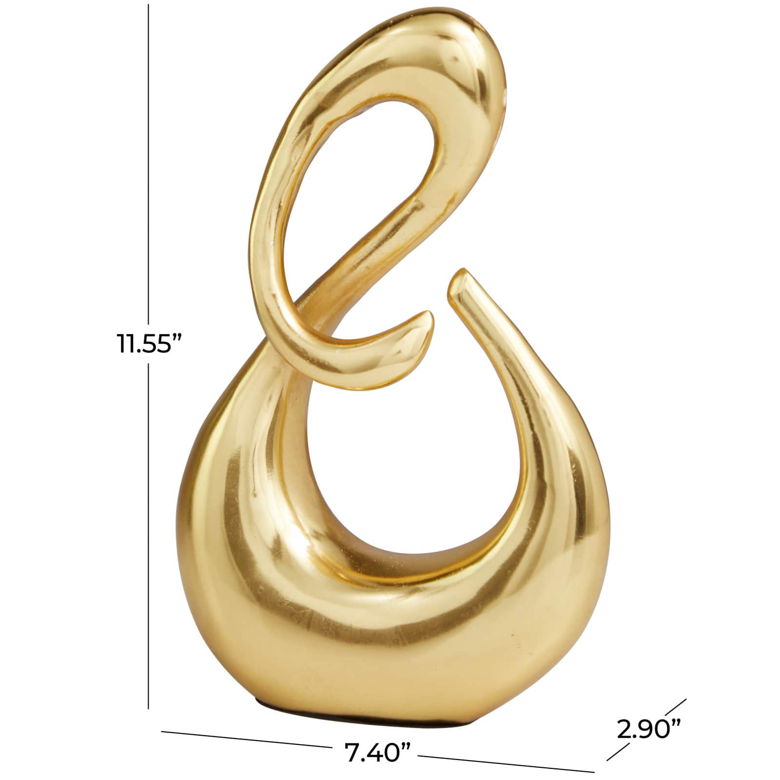 11.5" Golden Aluminum Swirl Abstract Sculpture Décor