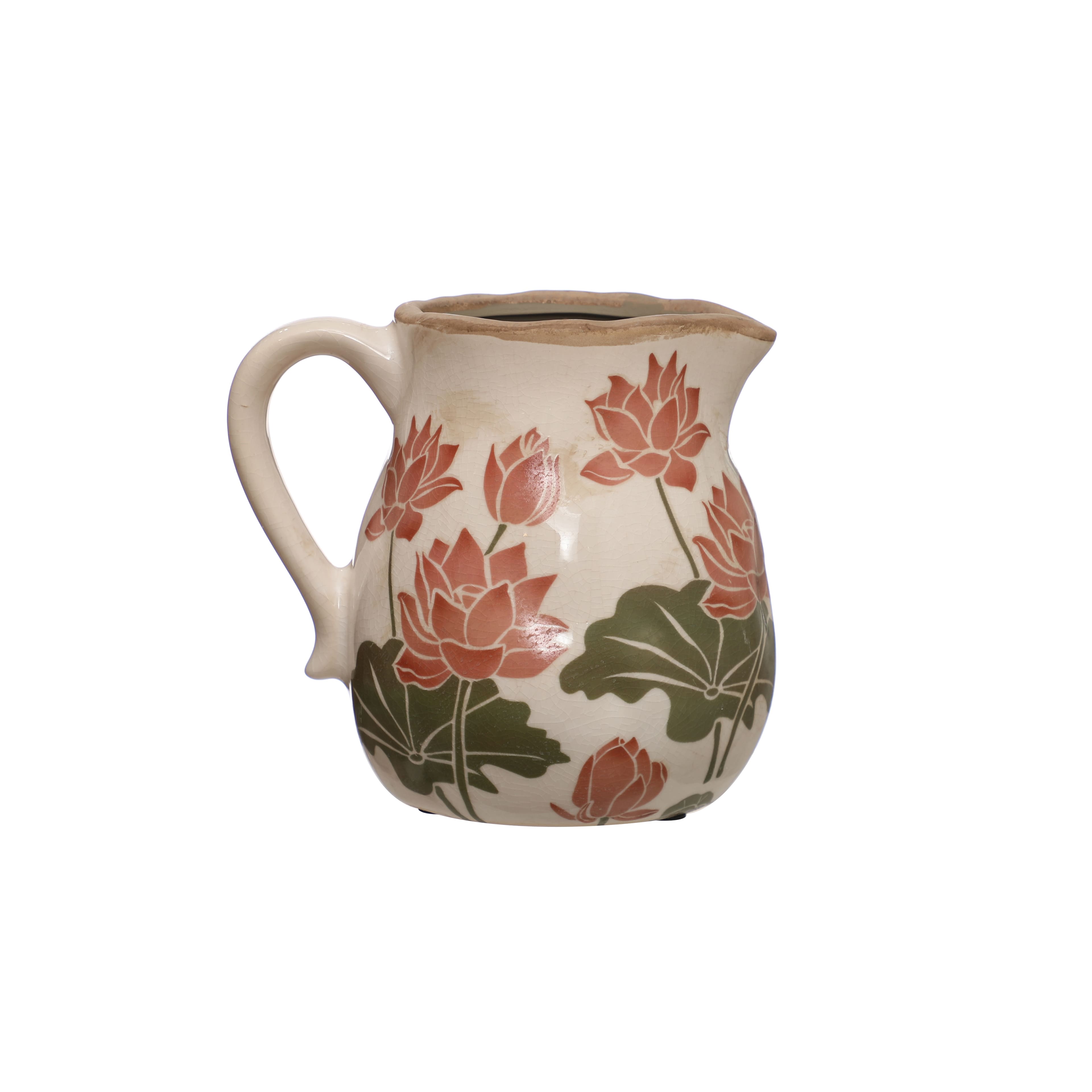 6.75&#x22; Lotus Ceramic Decorative Pitcher by Ashland&#xAE;