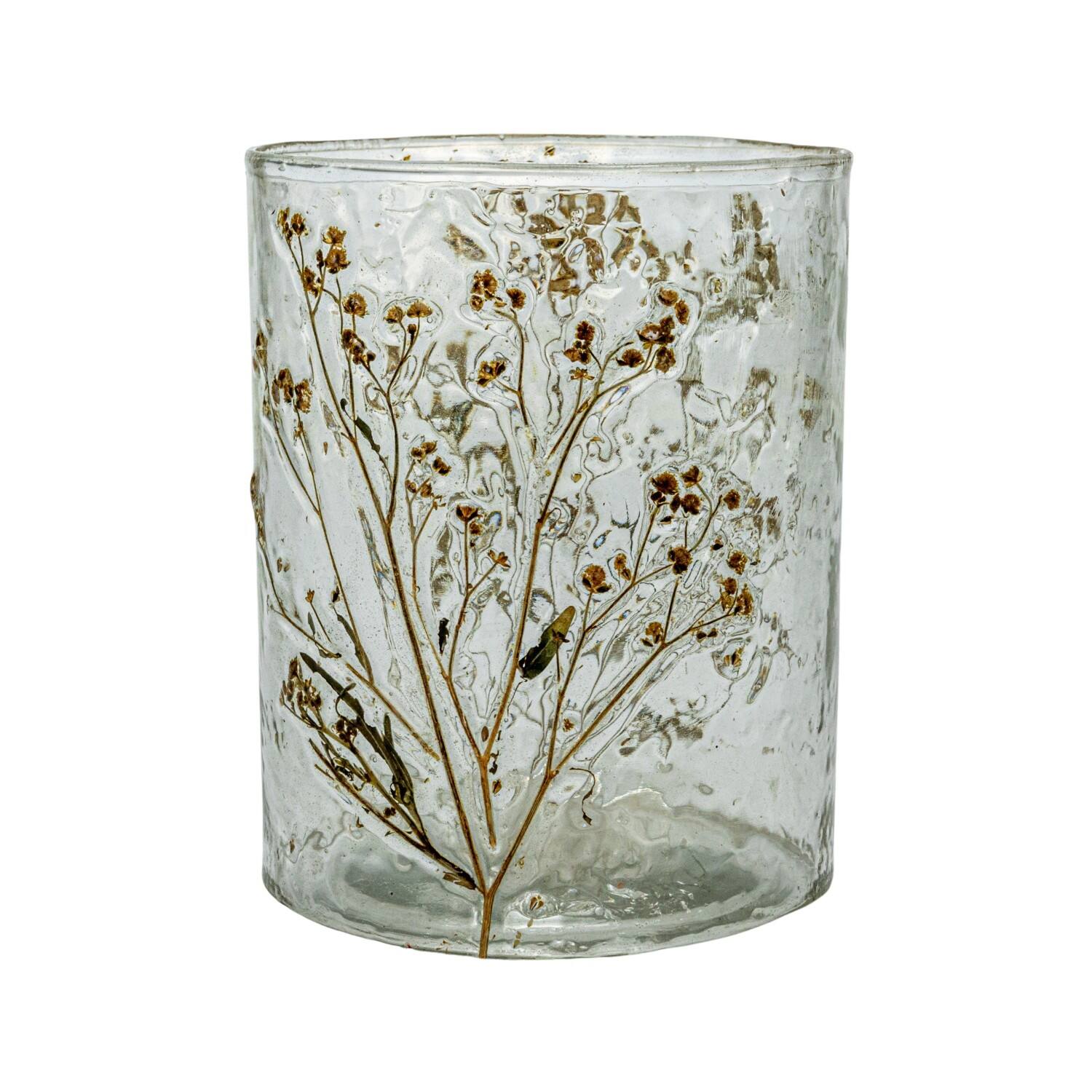 Hello Honey® Clear Reclaimed Glass Votive Holder with Natural Botanicals