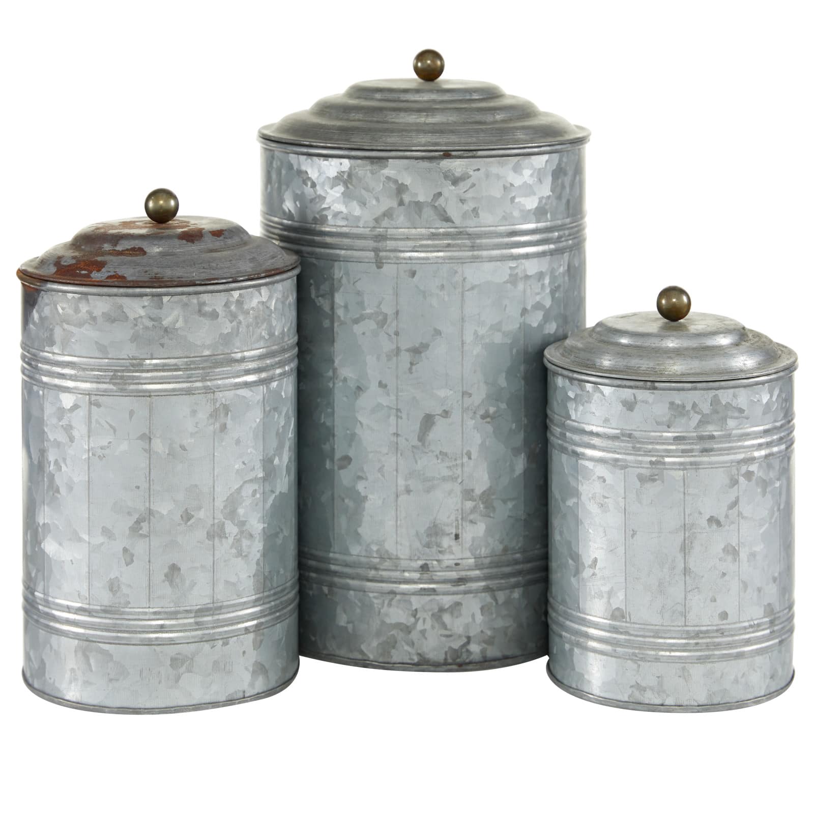 Gray Farmhouse Decorative Metal Cannister Set