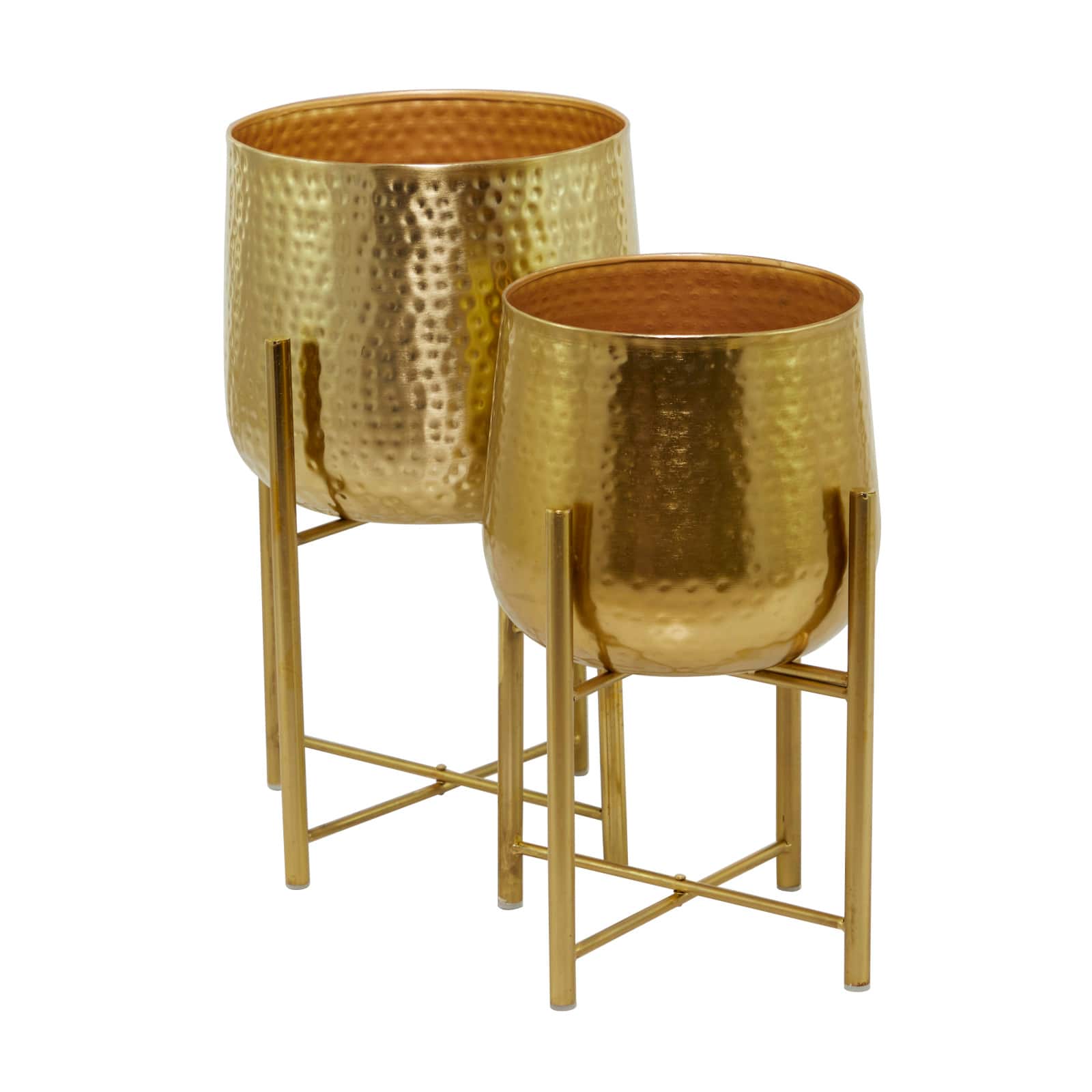 Gold Modern Planter, Set of 2" 17", 19"