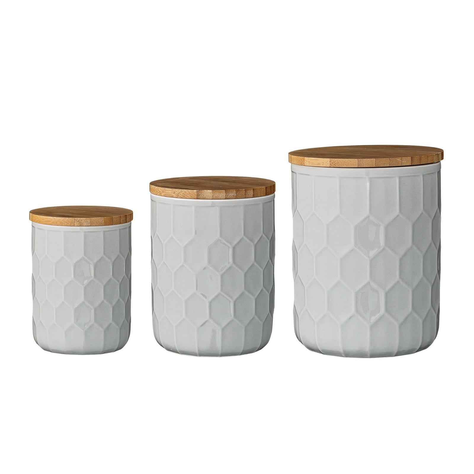 Stoneware Canister Set with Bamboo Lids