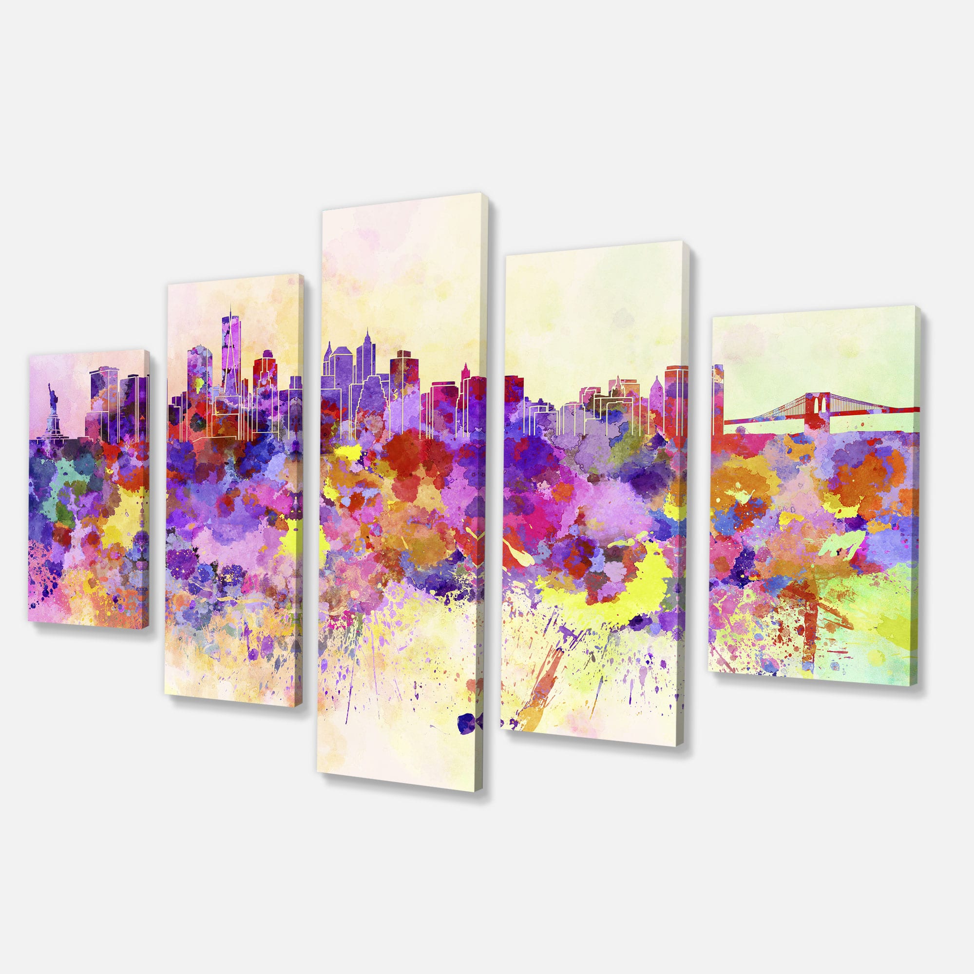 Designart - Purple New York Skyline - Large Cityscape Canvas Art Print