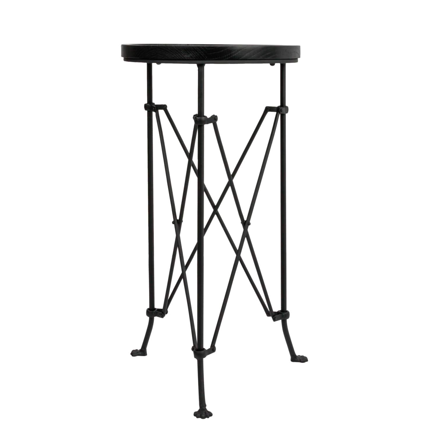 Hello Honey&#xAE; 2ft. Black Wood Top Modern Round Metal Accent Table