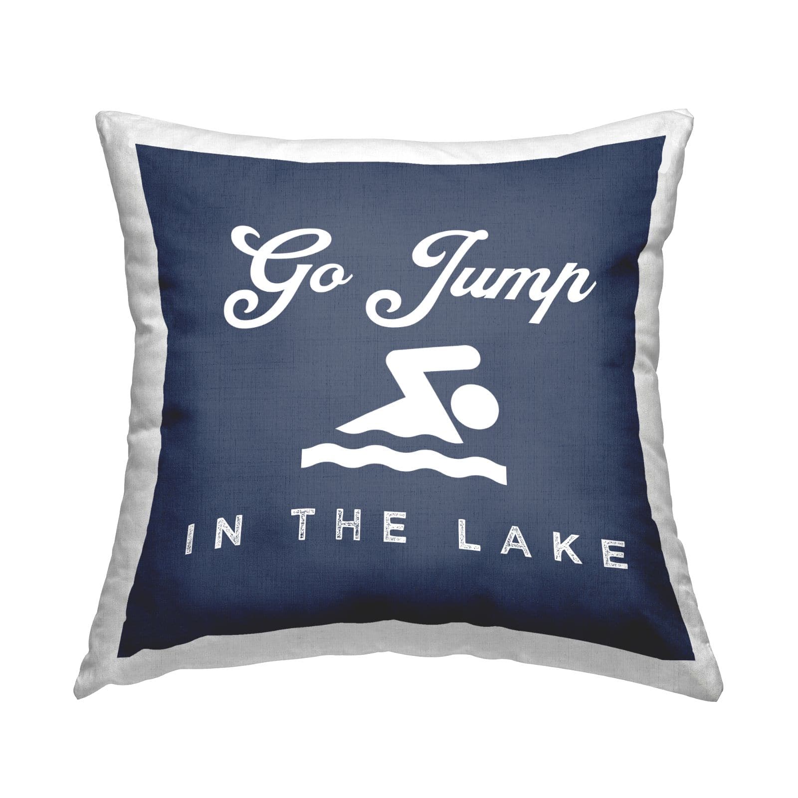 Stupell Industries Go Jump in the Lake Blue Swimmer Throw Pillow 18" x 18"