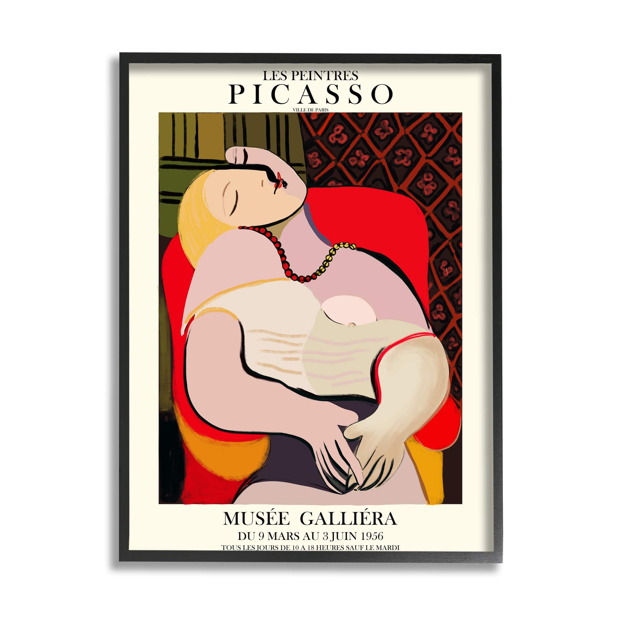 Stupell Industries Picasso Traditional Abstract Painting Dreaming Red Chair in Black Frame Wall Art