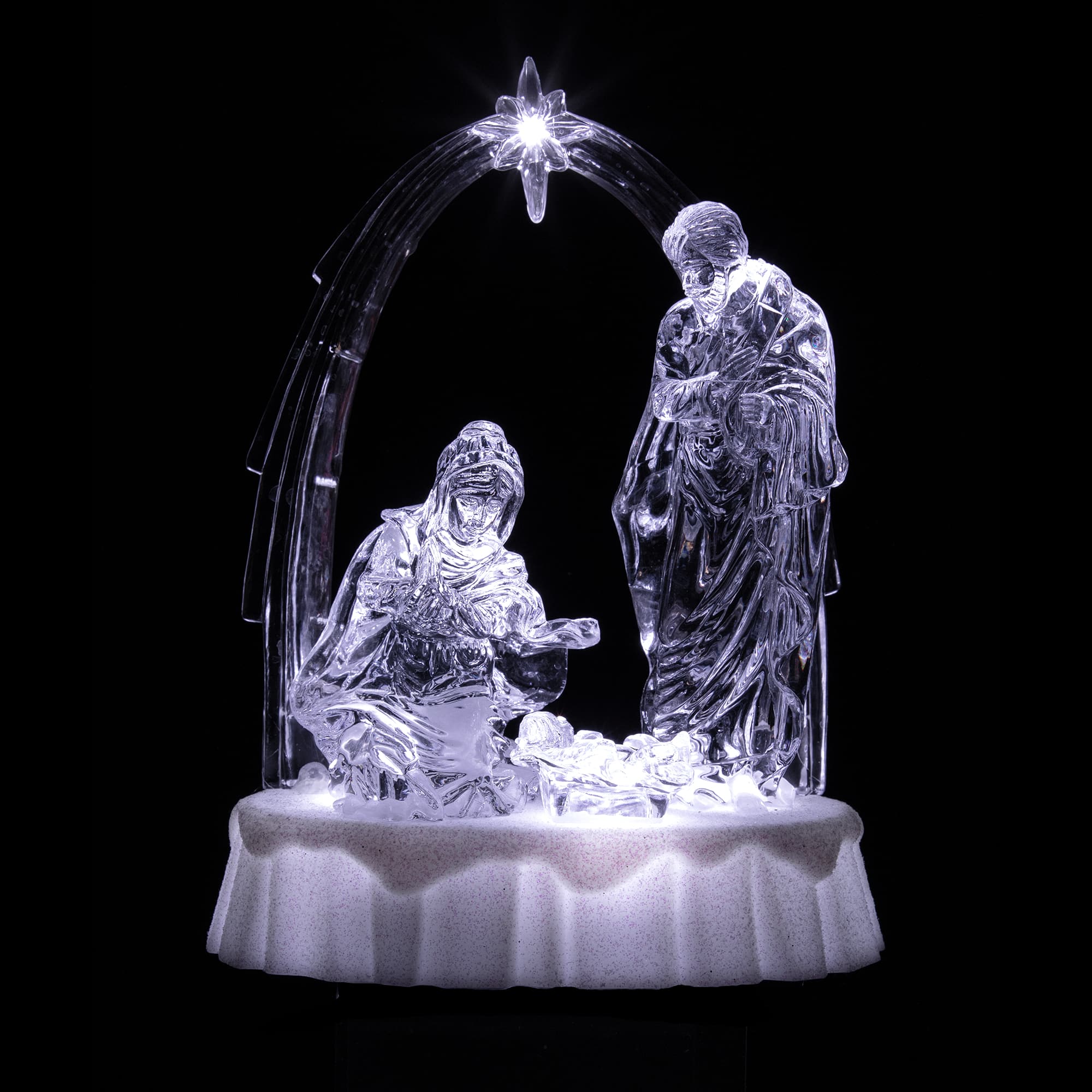 7'' LED Lighted Musical Icy Crystal Nativity Scene Christmas Decoration