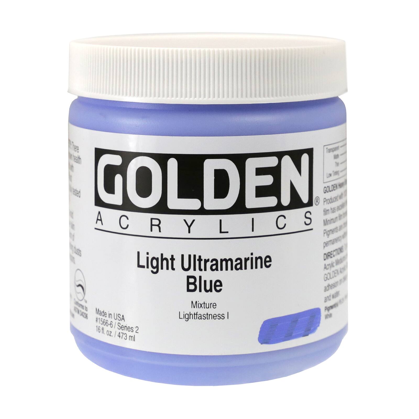 Golden Heavy Body Acrylic Paint, 16 oz in Light Ultramarine Blue - D022215S - Art and Craft Paint Buy the Golden Heavy Body Acrylic Paint, 16oz. at  sku D022215S