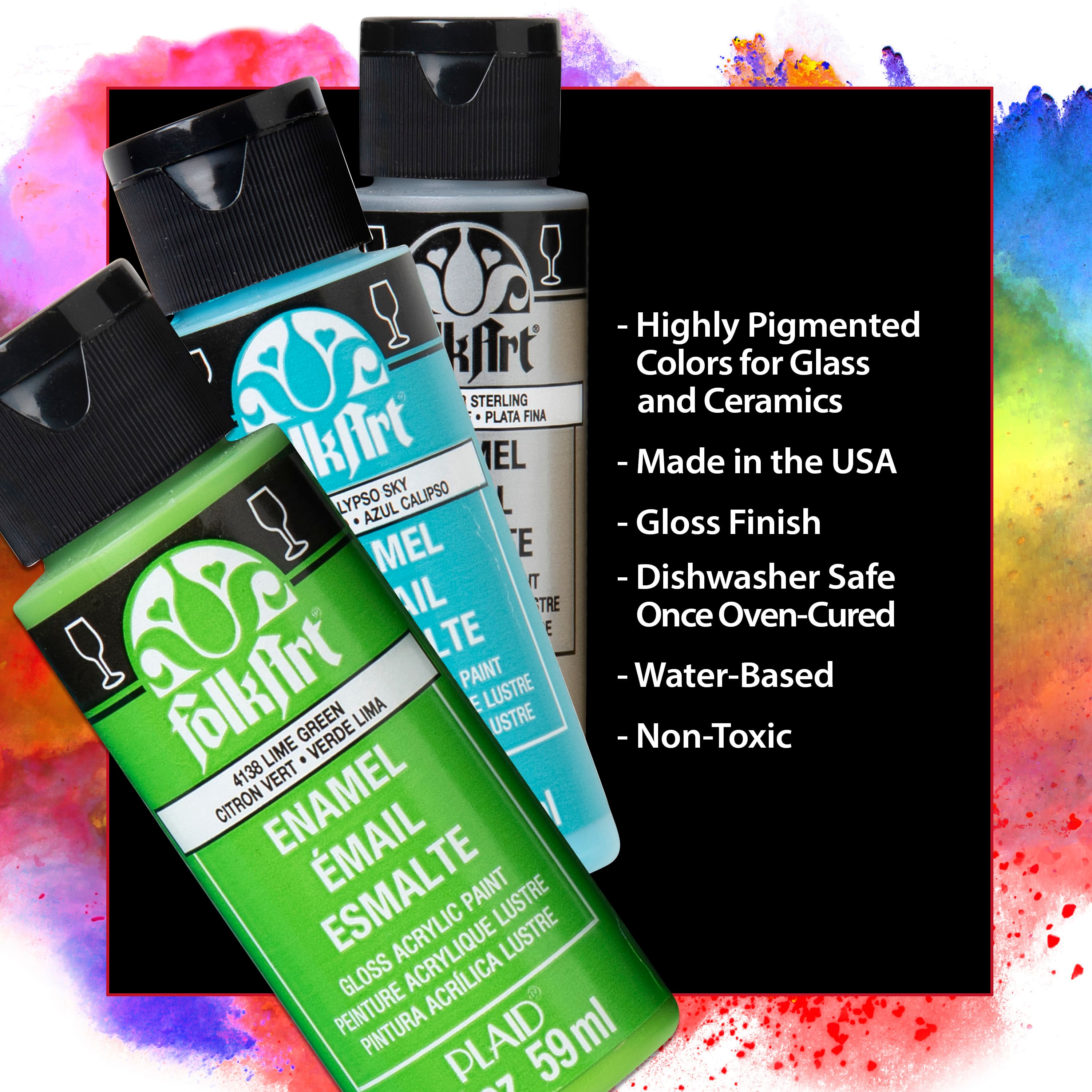 FolkArt&#xAE; Enamel Gloss Acrylic Craft Paint 16 Color Set