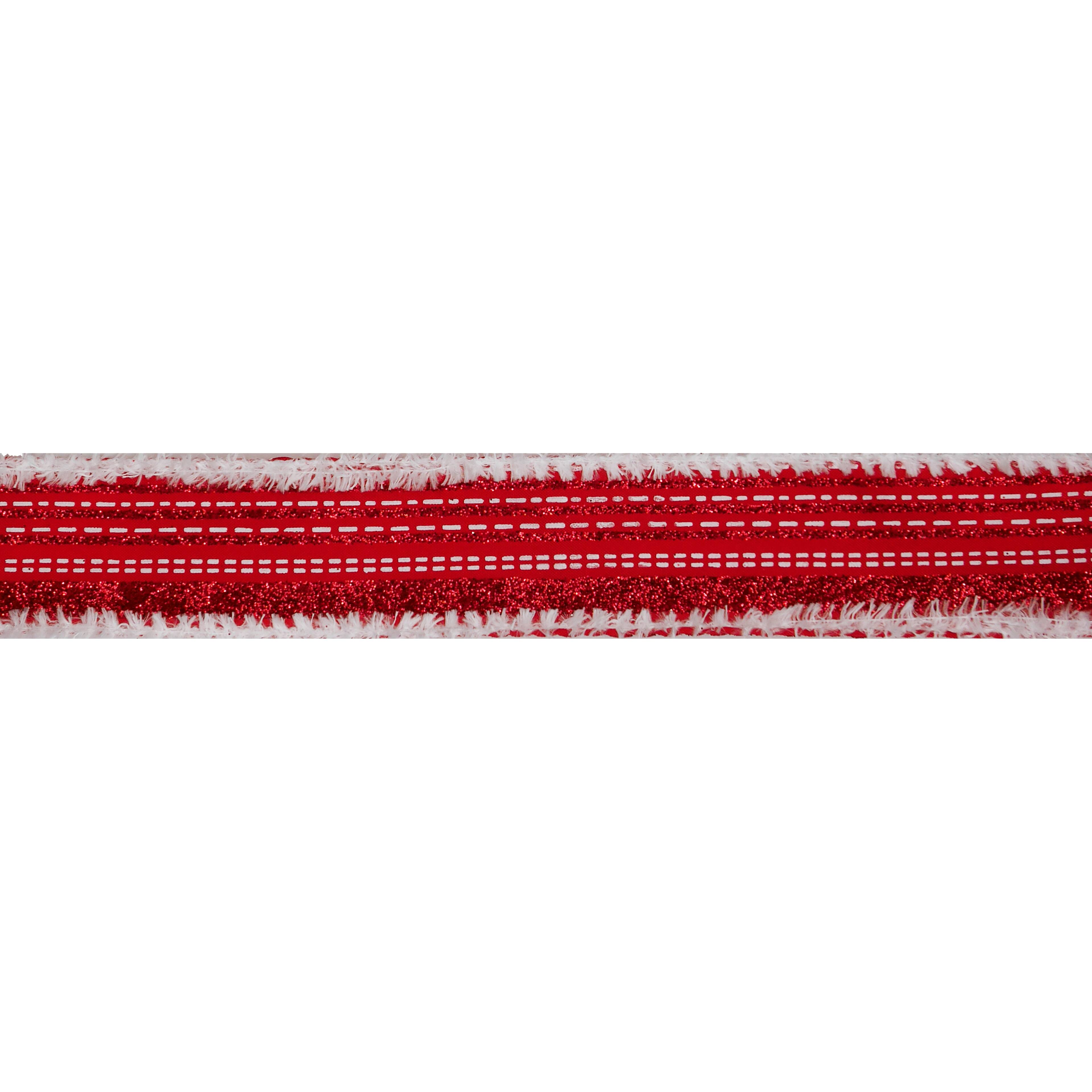 1.5&#x22; x 30ft. Red Tinsel Stripes Wired Ribbon by Celebrate It&#xAE;