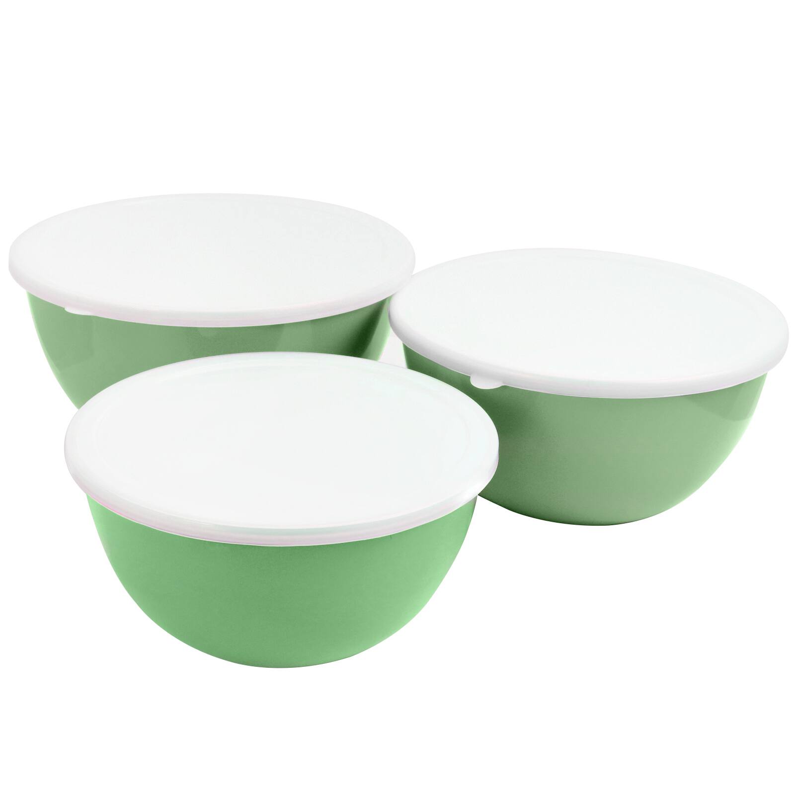 Gibson Home® Plaza Cafe Mint 3-Piece Stackable Nesting Mixing Bowl Set with Lids