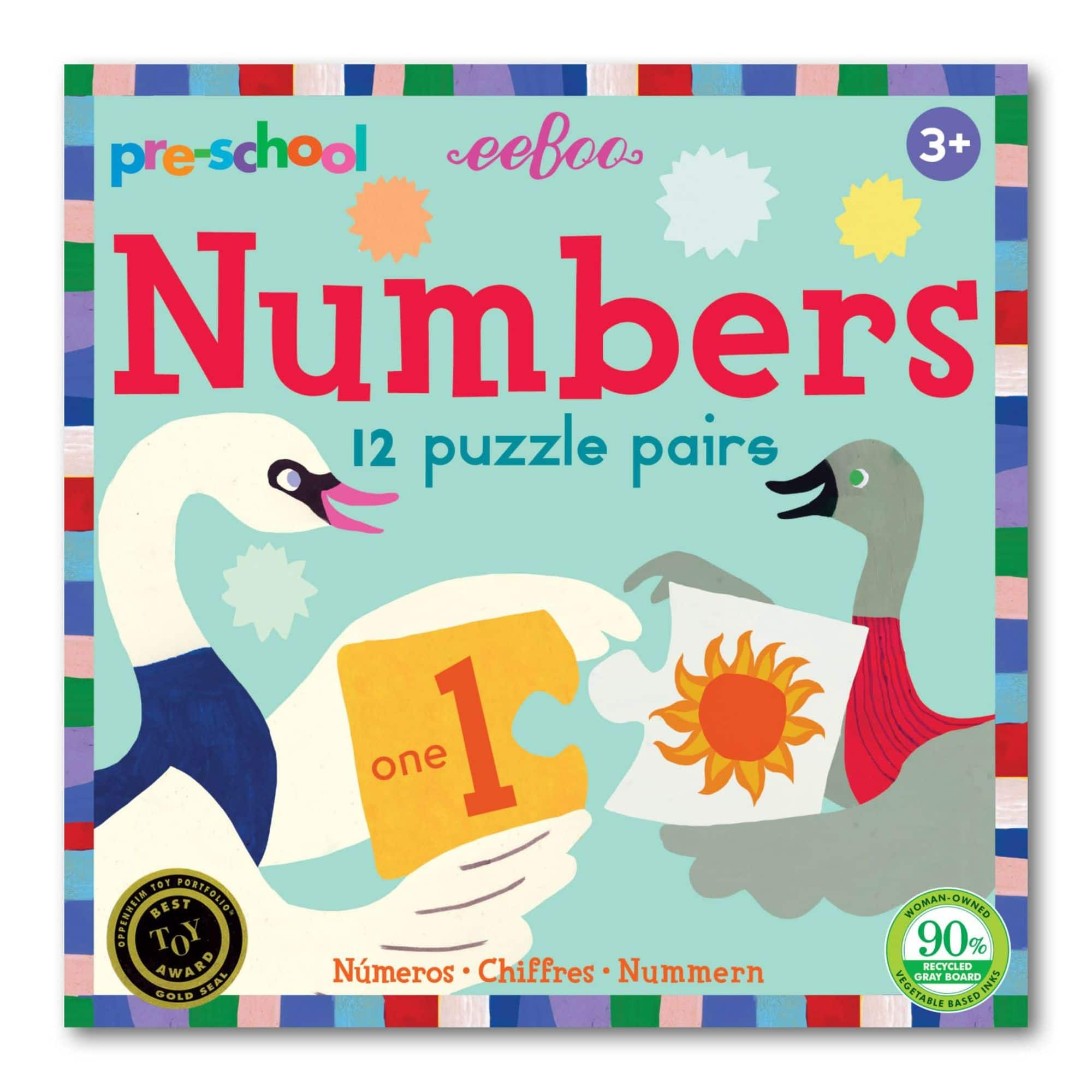 eeBoo Preschool Numbers 12 Puzzle Pairs