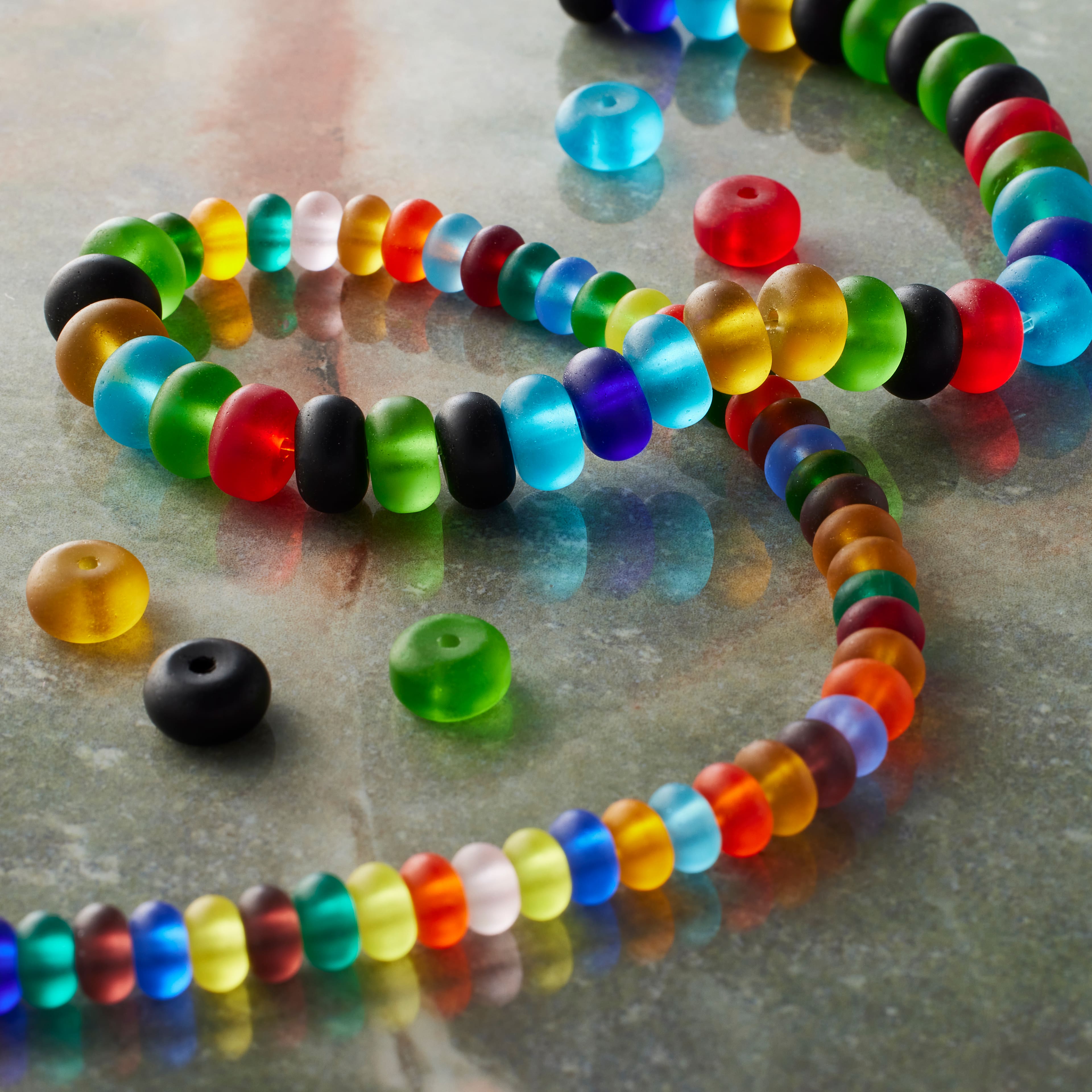 12 Pack: Multicolor Matte Glass Rondelle Bead Mix by Bead Landing™
