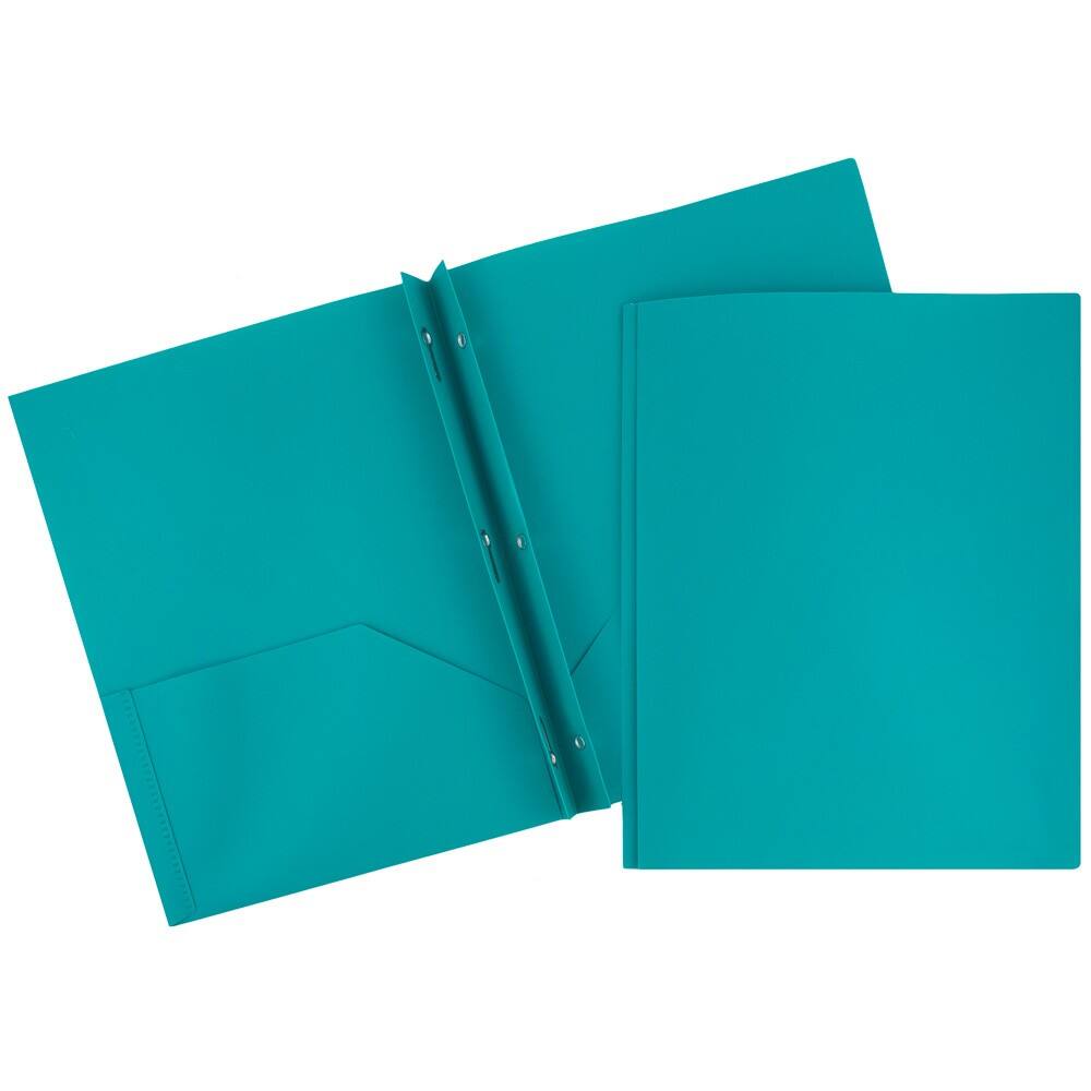 JAM Paper 9.5" x 11.5" Assorted Fashion Colors Plastic 2 Pocket School POP Folders with Clasps, 6ct.