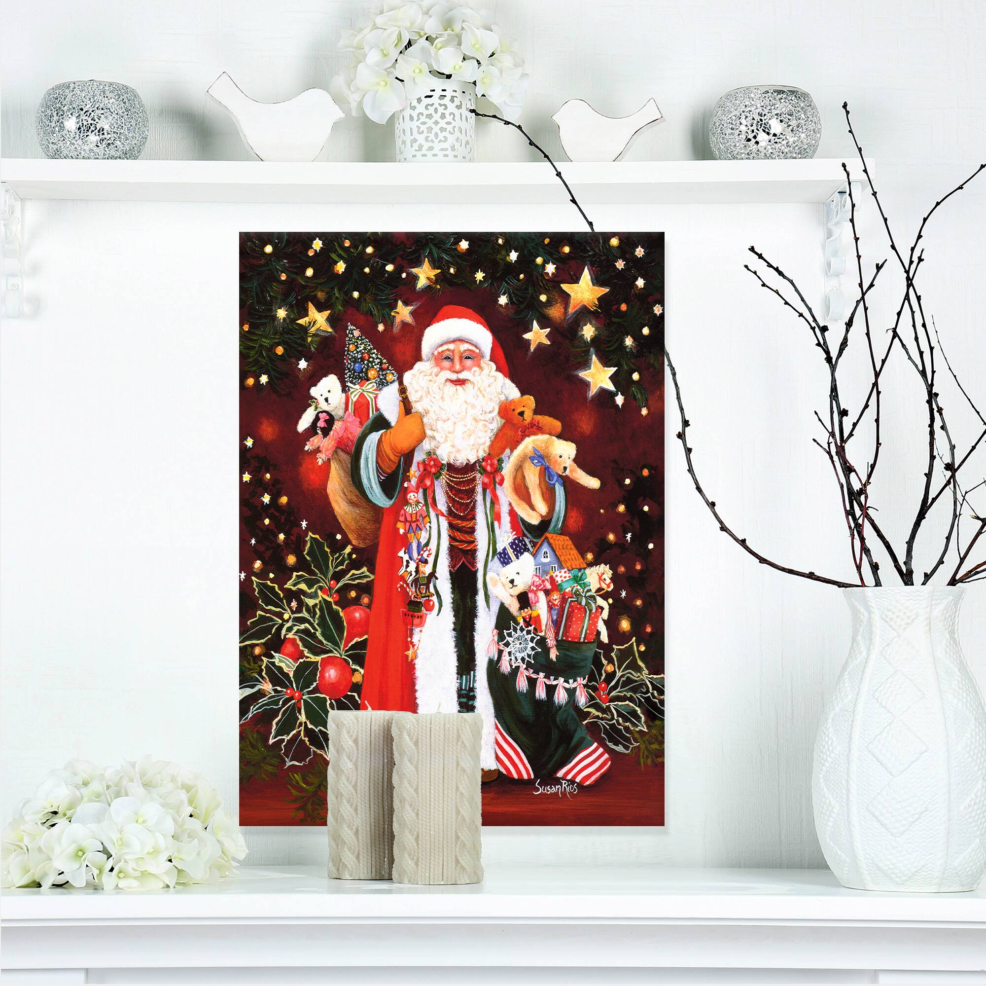 Designart - Happy Santa Claus Magic of Christmas - Canvas Art Print