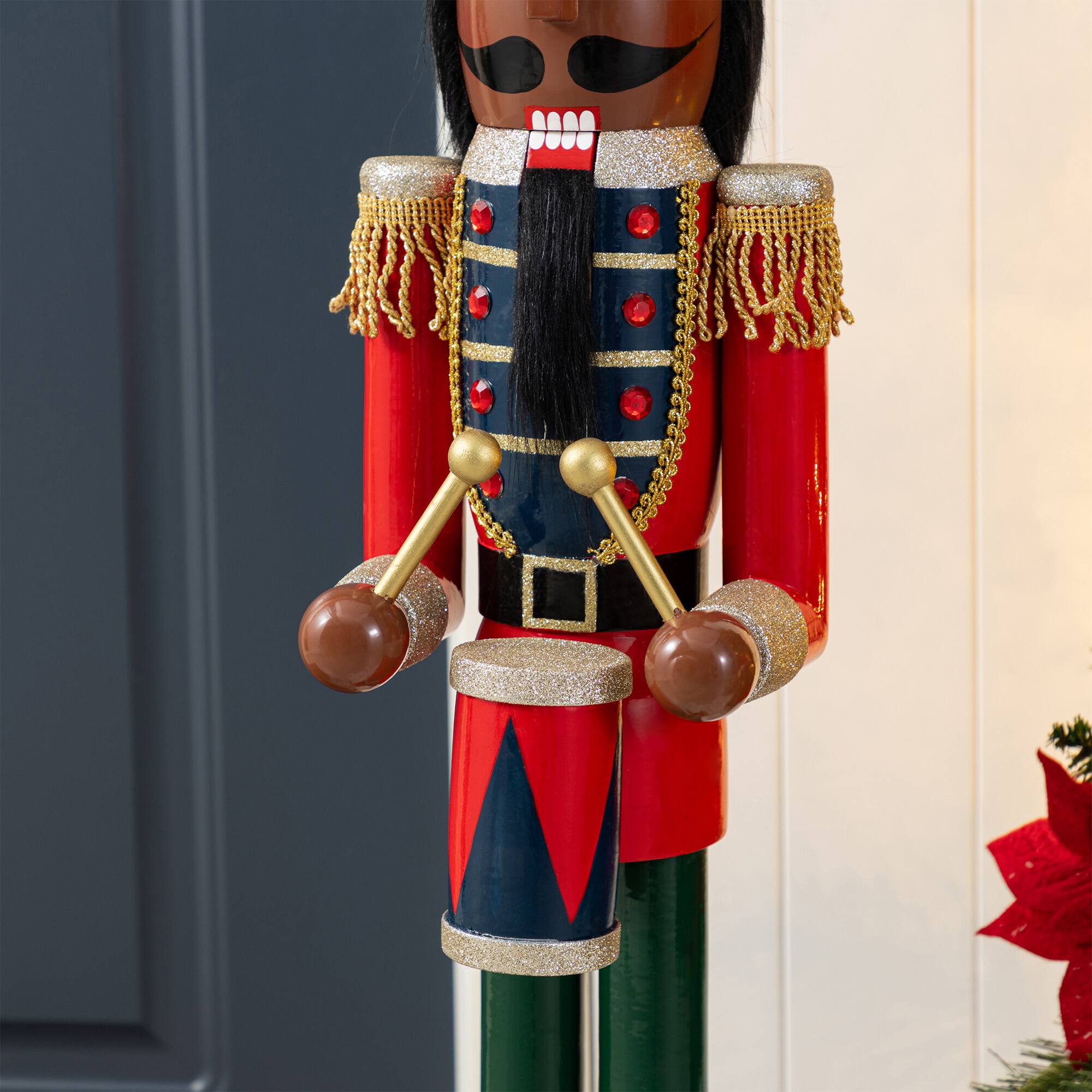 Glitzhome&#xAE; 36.5&#x22;H Wooden Christmas African American Soldier Nutcracker