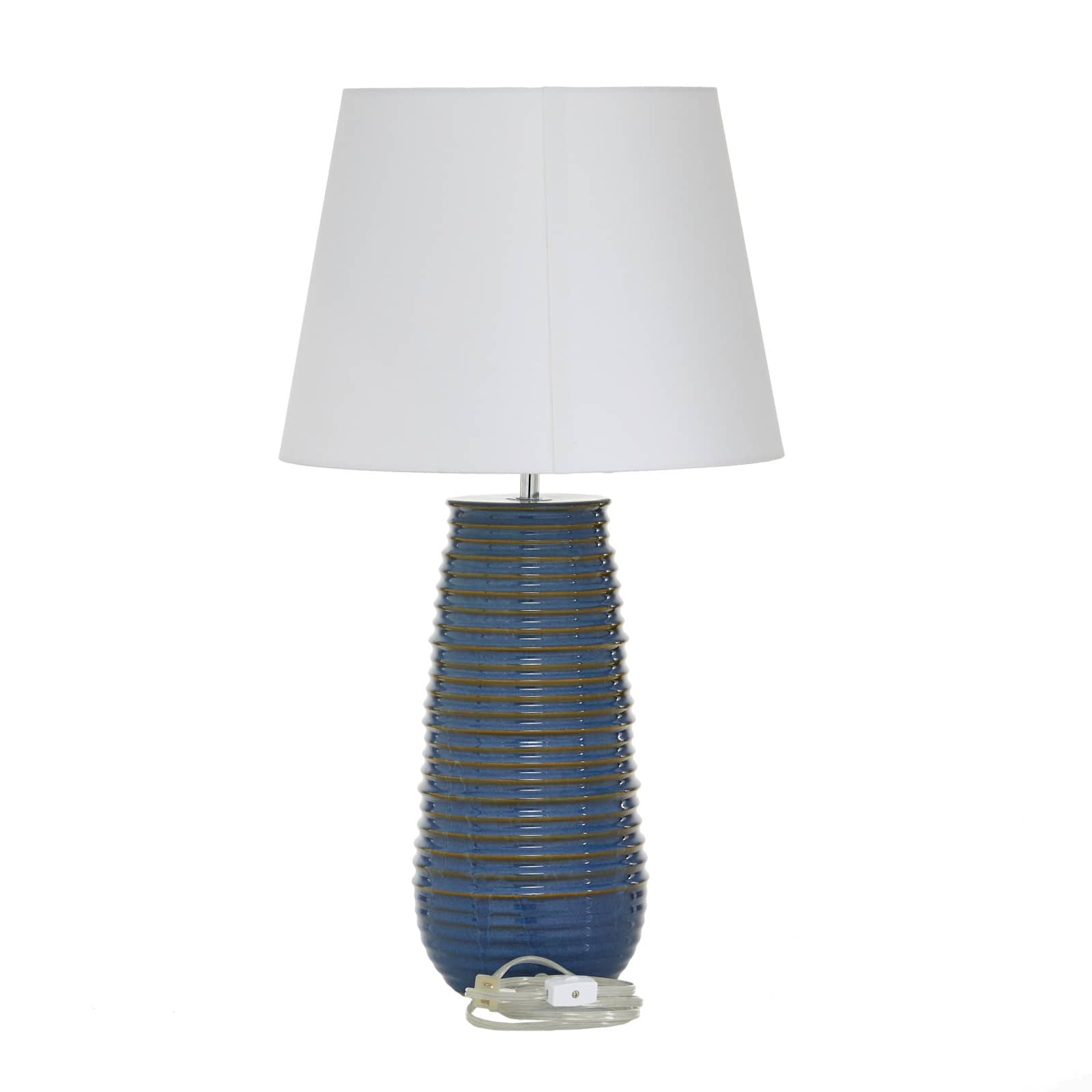 Blue Ceramic Rustic Table Lamp, 28&#x22; x 15&#x22; x 15&#x22;