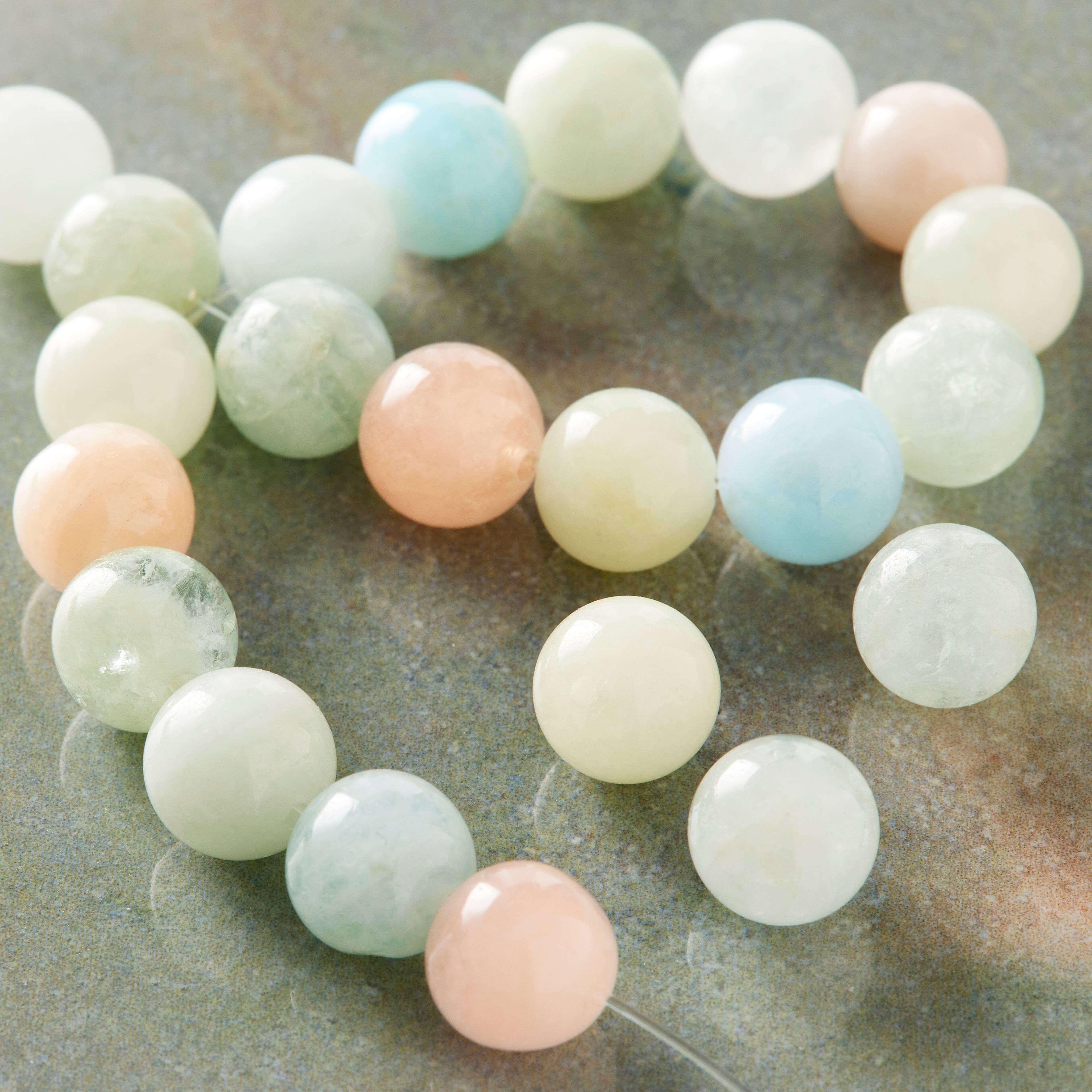 8 Pack: Multicolor Morganite Round Beads, 8mm by Bead Landing™