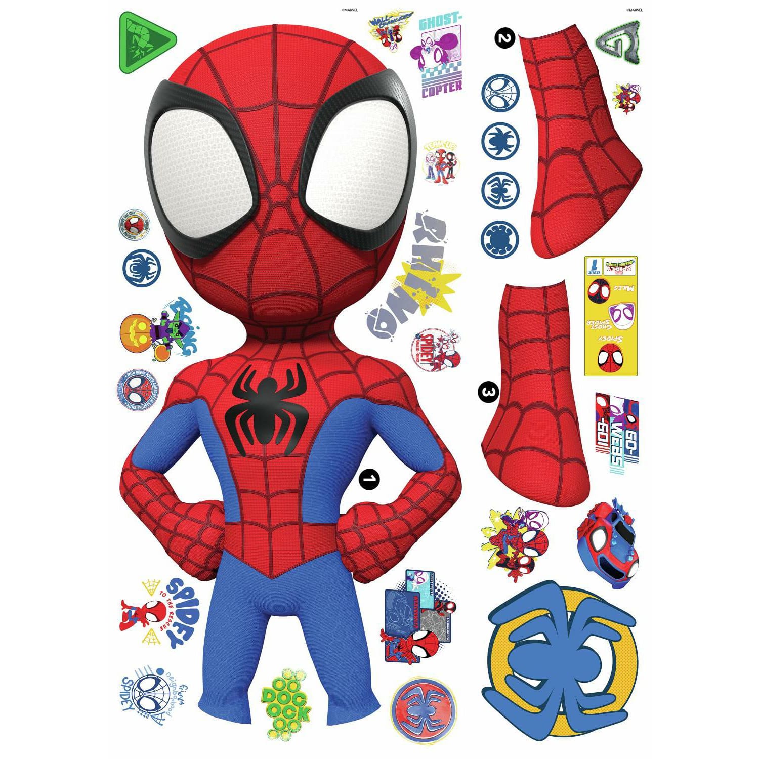 red Blue Green Purple Orange Yellow RoomMates RMK4925SCS Spidey and His Amazing Friends Peel and Stick Wall Decals 