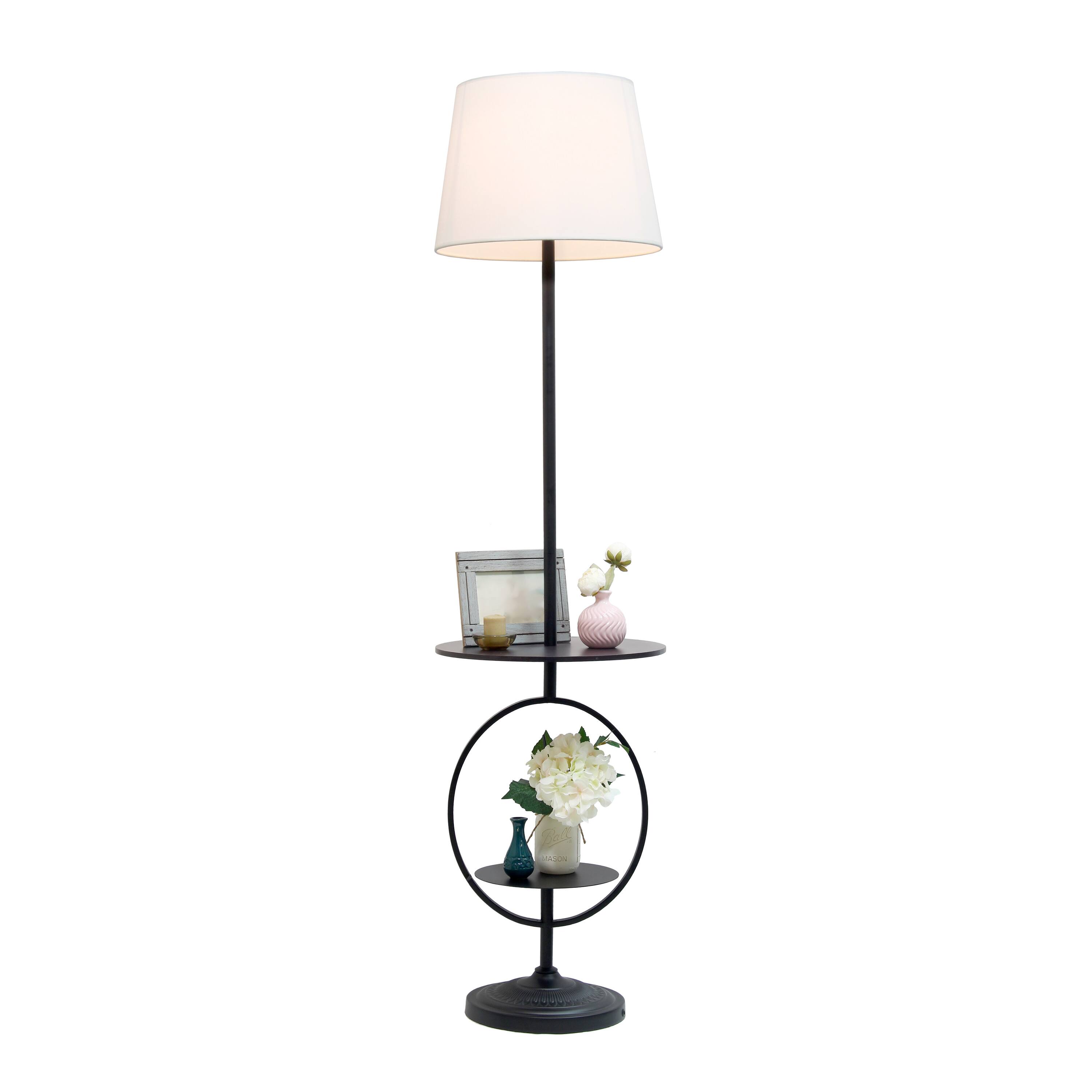 Elegant Designs&#x2122; 5ft. Black End Table Dual Shelf Decorative Floor Lamp