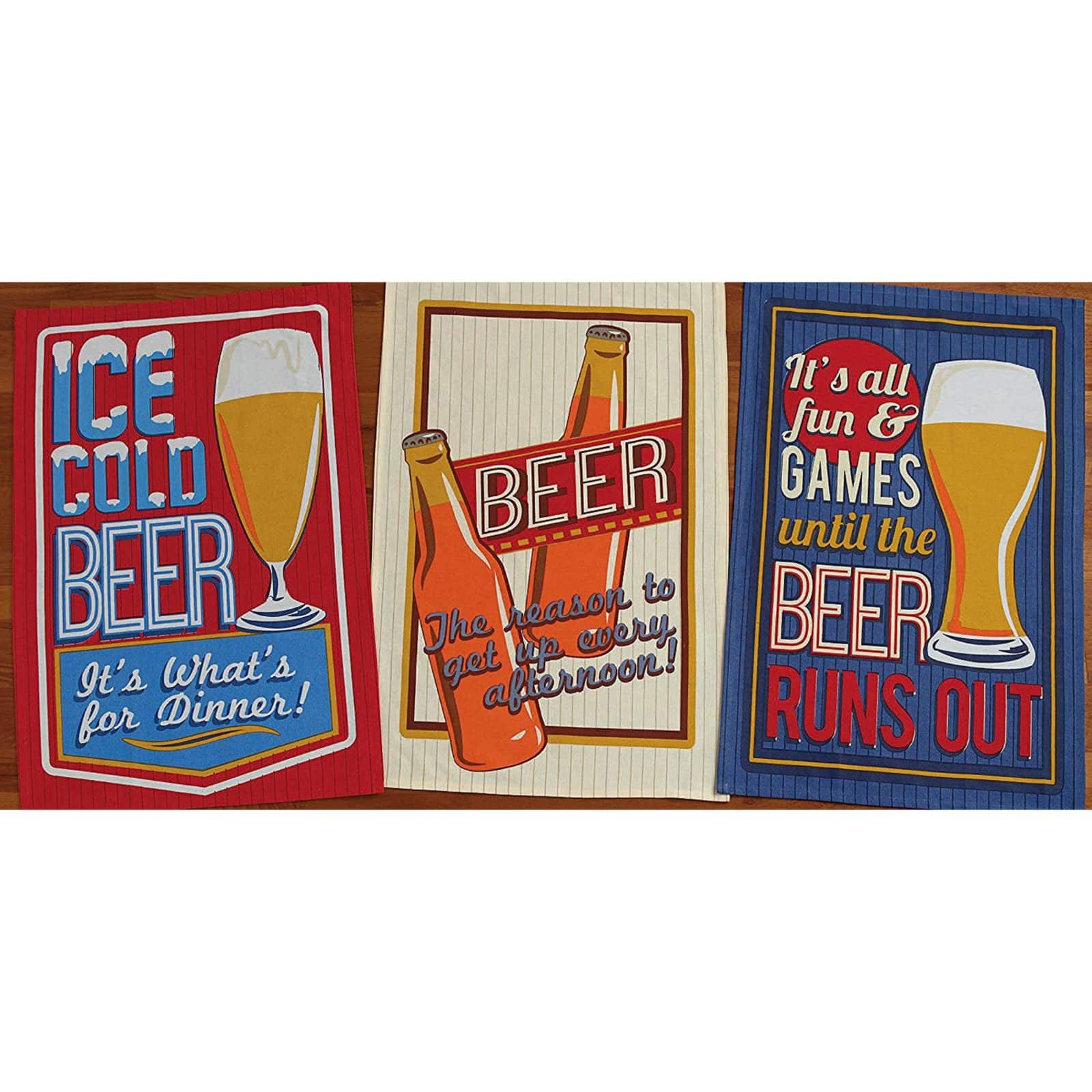 DII® Retro Beer Print Dishtowel Set