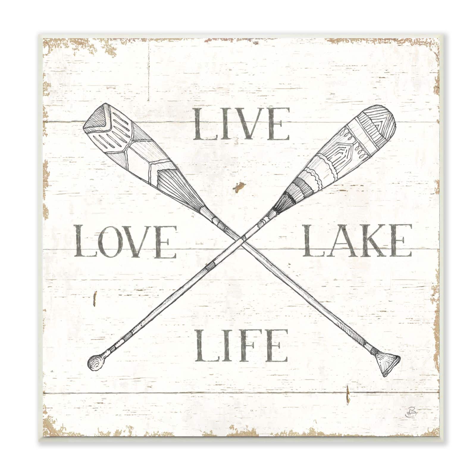 Stupell Industries Live Love Lake Life Oars Country Word Design Wood Wall Plaque
