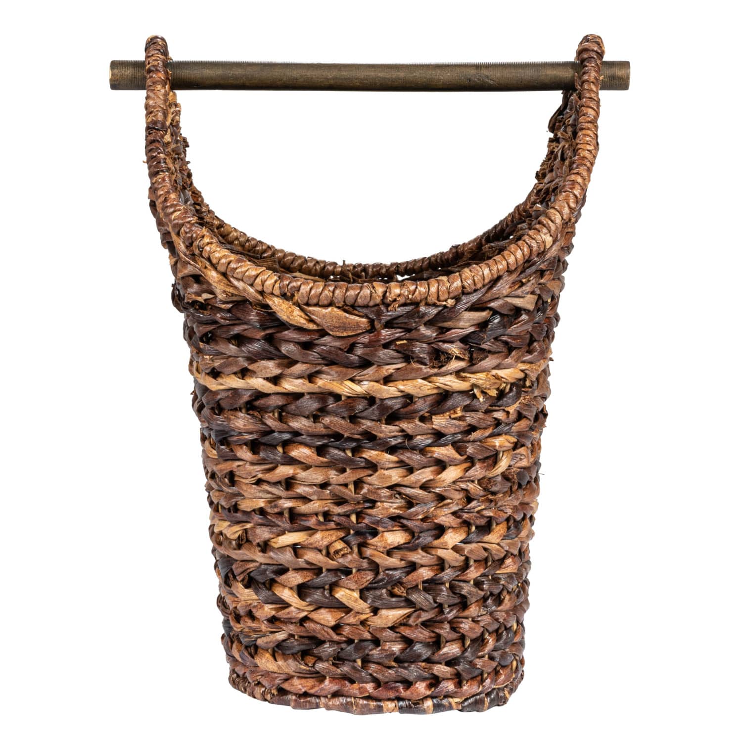 16&#x22; Bankuan Braided Oval Toilet Paper Basket with Wood Bar