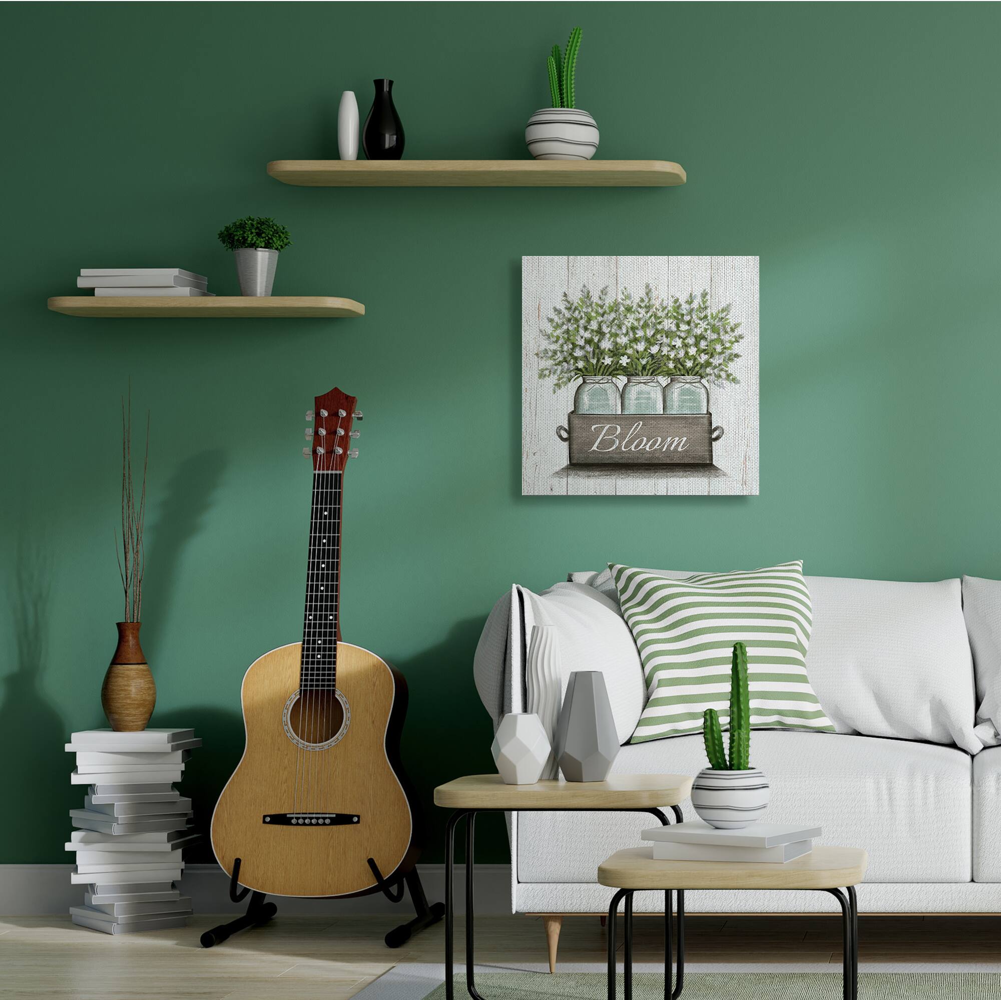 Stupell Industries White Wildflowers in Jars Bloom Sentiments Canvas Wall Art