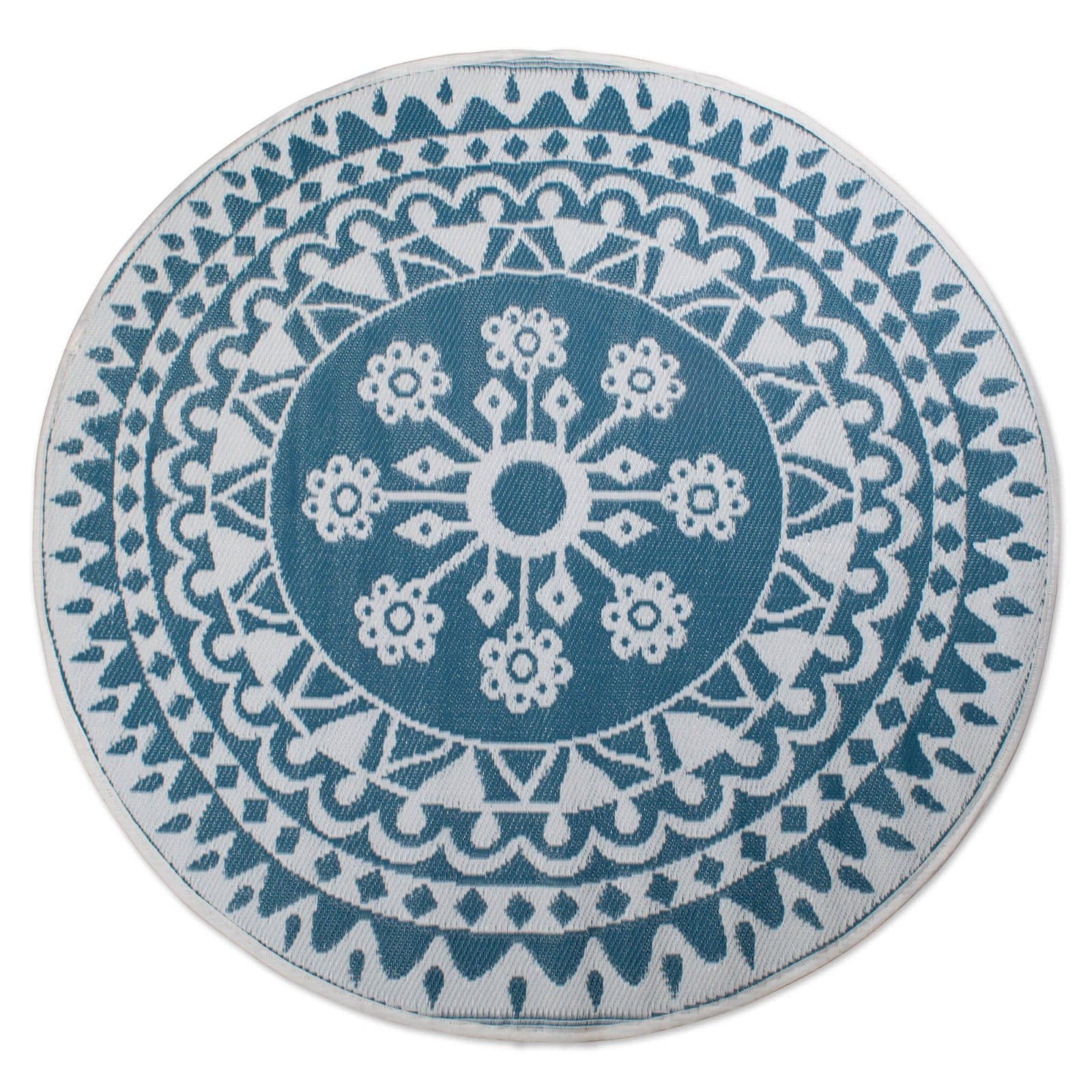 DII&#xAE; Round Blue Floral Outdoor Rug, 5ft.