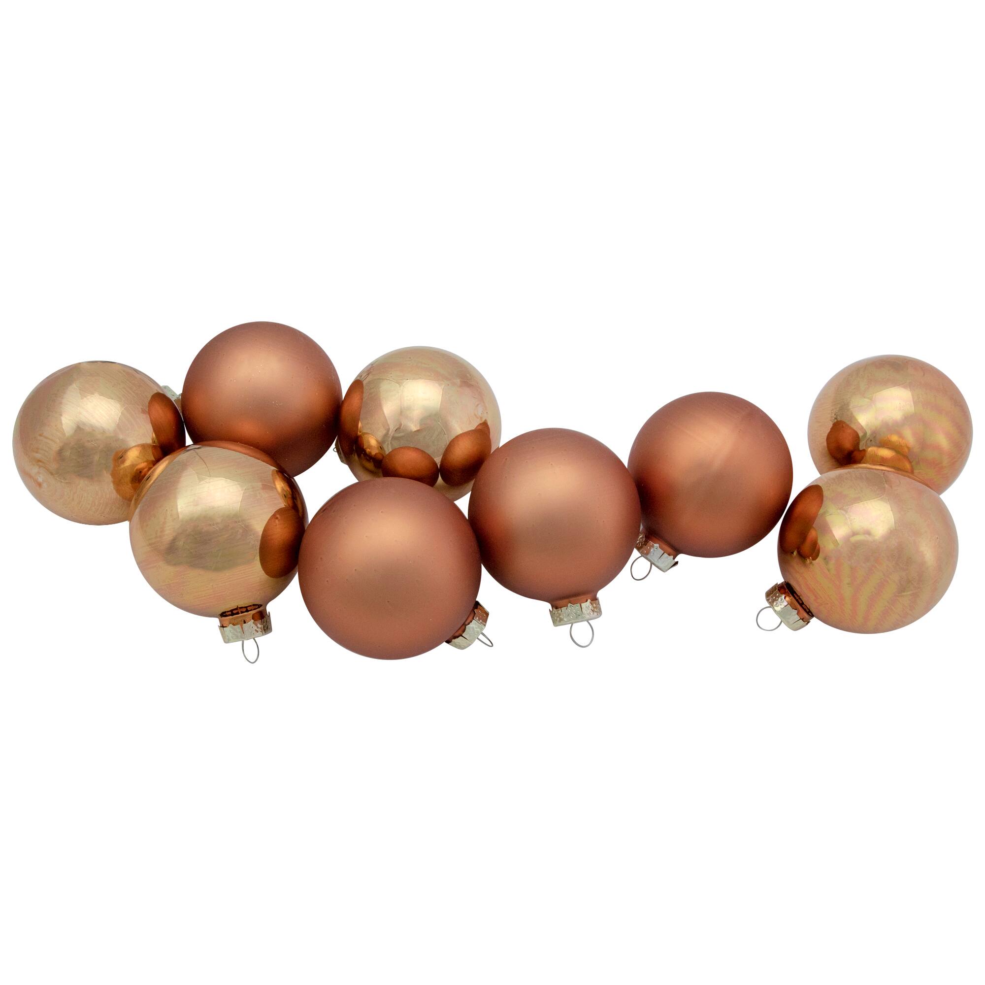 9ct. 2.5" Bronze 2-Finish Glass Ball Christmas Ornaments
