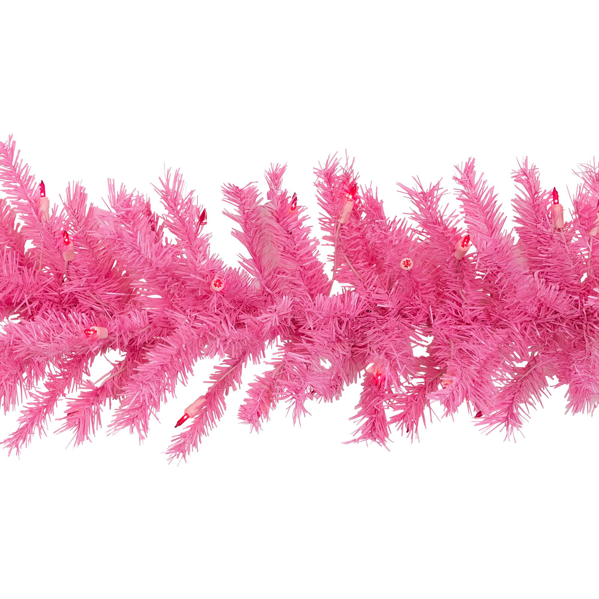 9ft. Pre-Lit Pink Spruce Christmas Garland