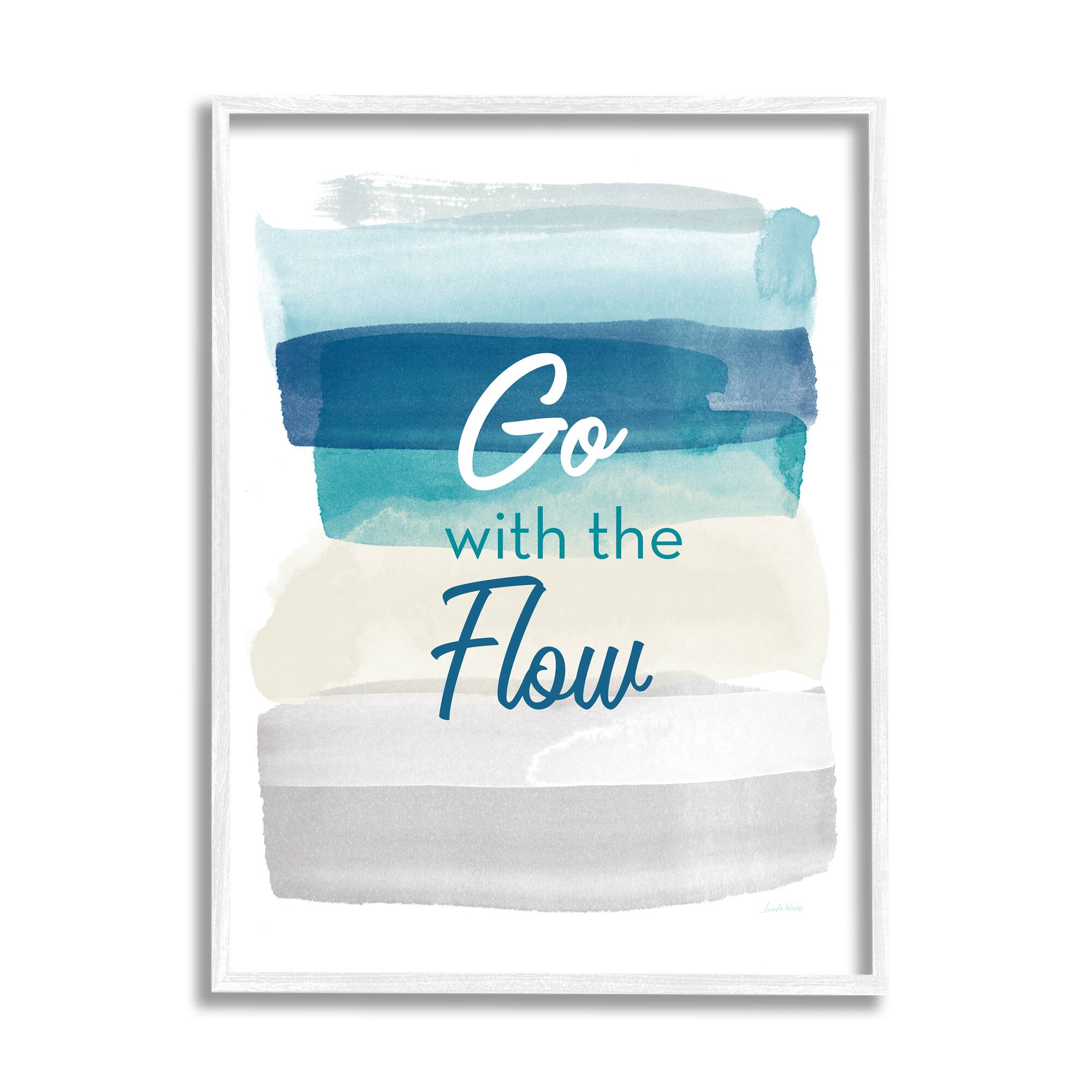 Stupell Industries Go with the Flow Nautical Beach Tone Wall Art in White Frame